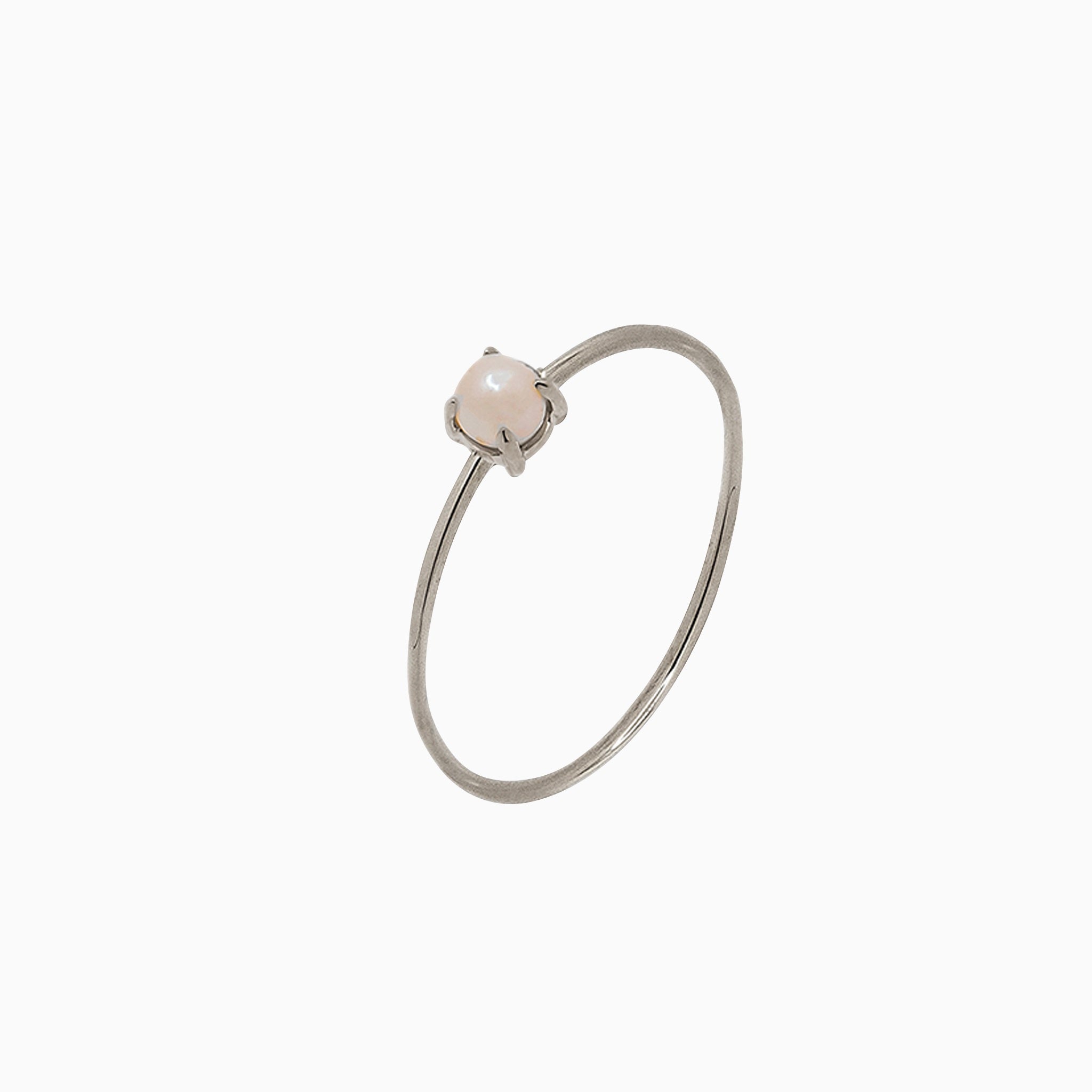 14k White Gold 3mm Freshwater Pearl Microstackable Ring
