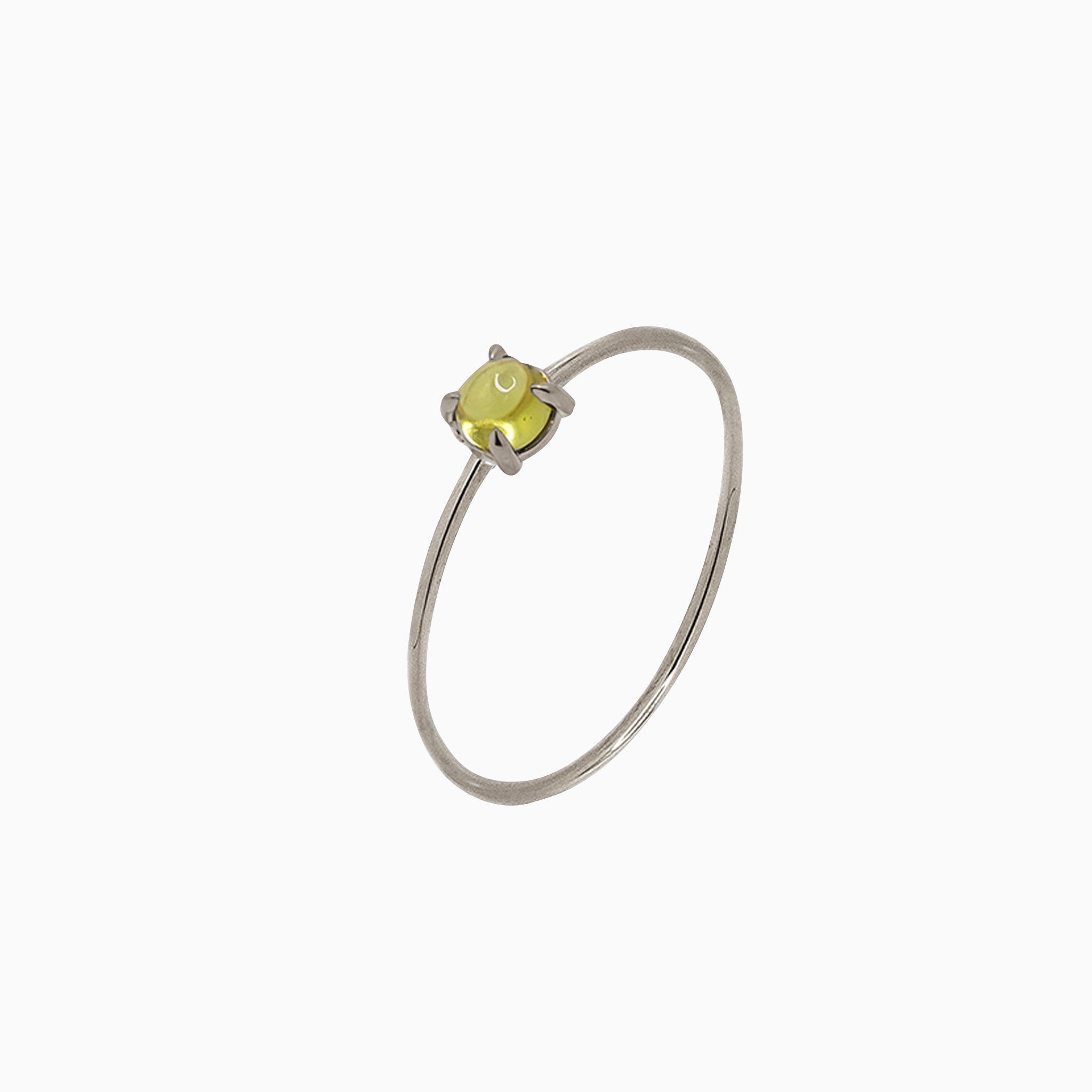 14k White Gold 3mm Peridot Microstackable Ring