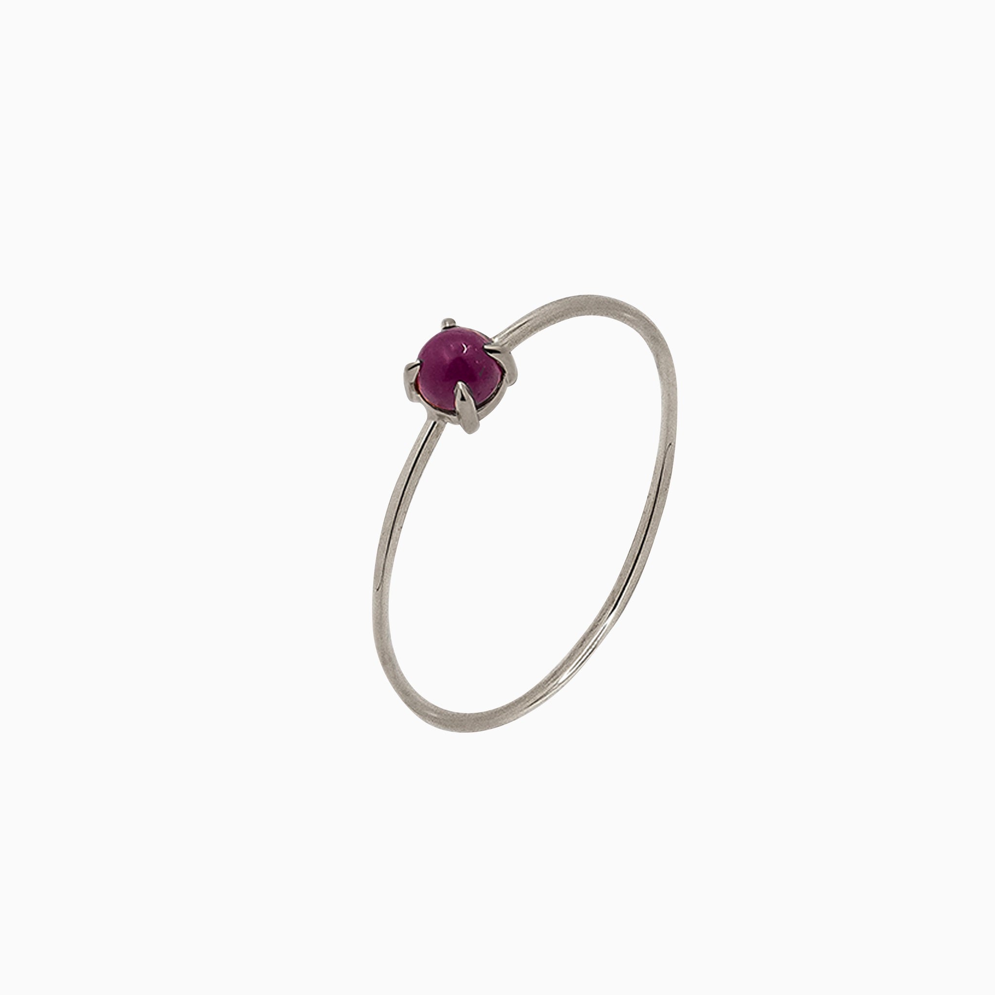 14k White Gold 3mm Ruby Microstackable Ring