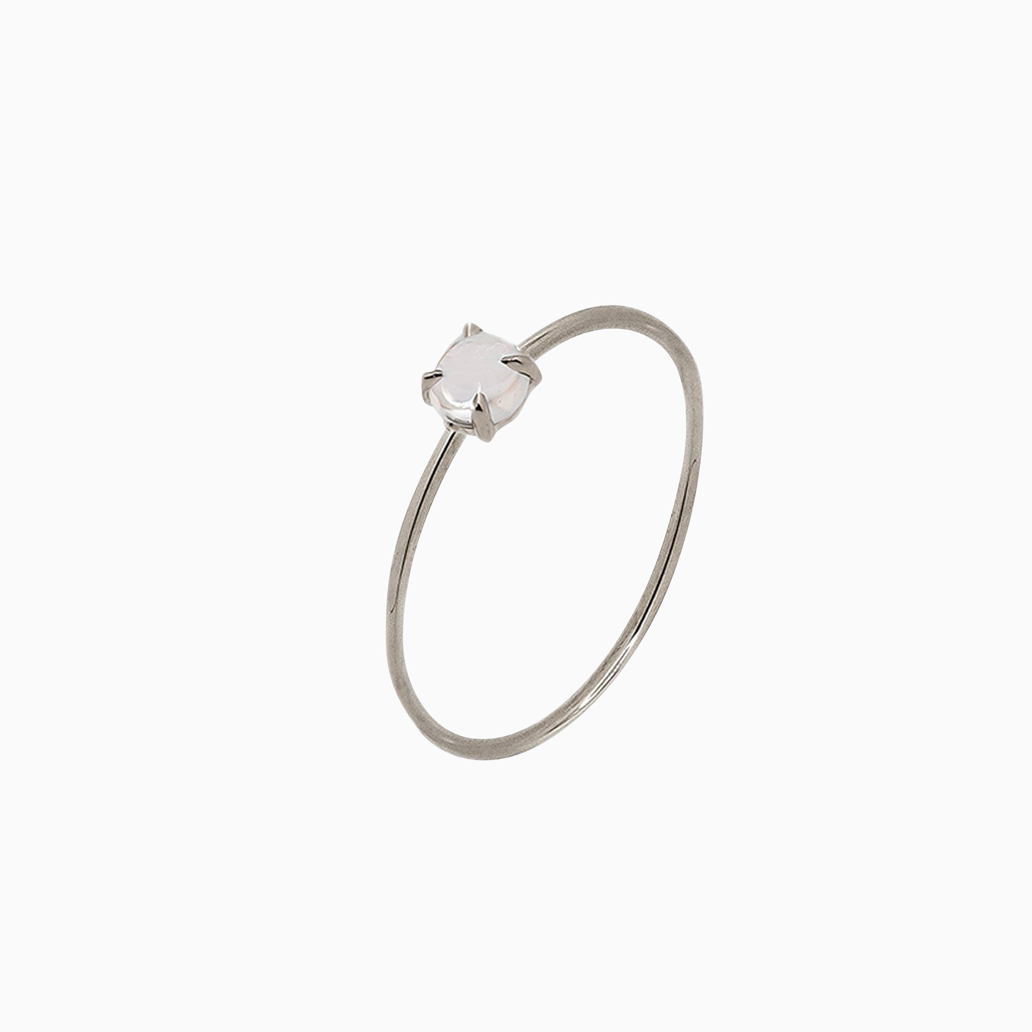 14k White Gold 3mm White Quartz Microstackable Ring
