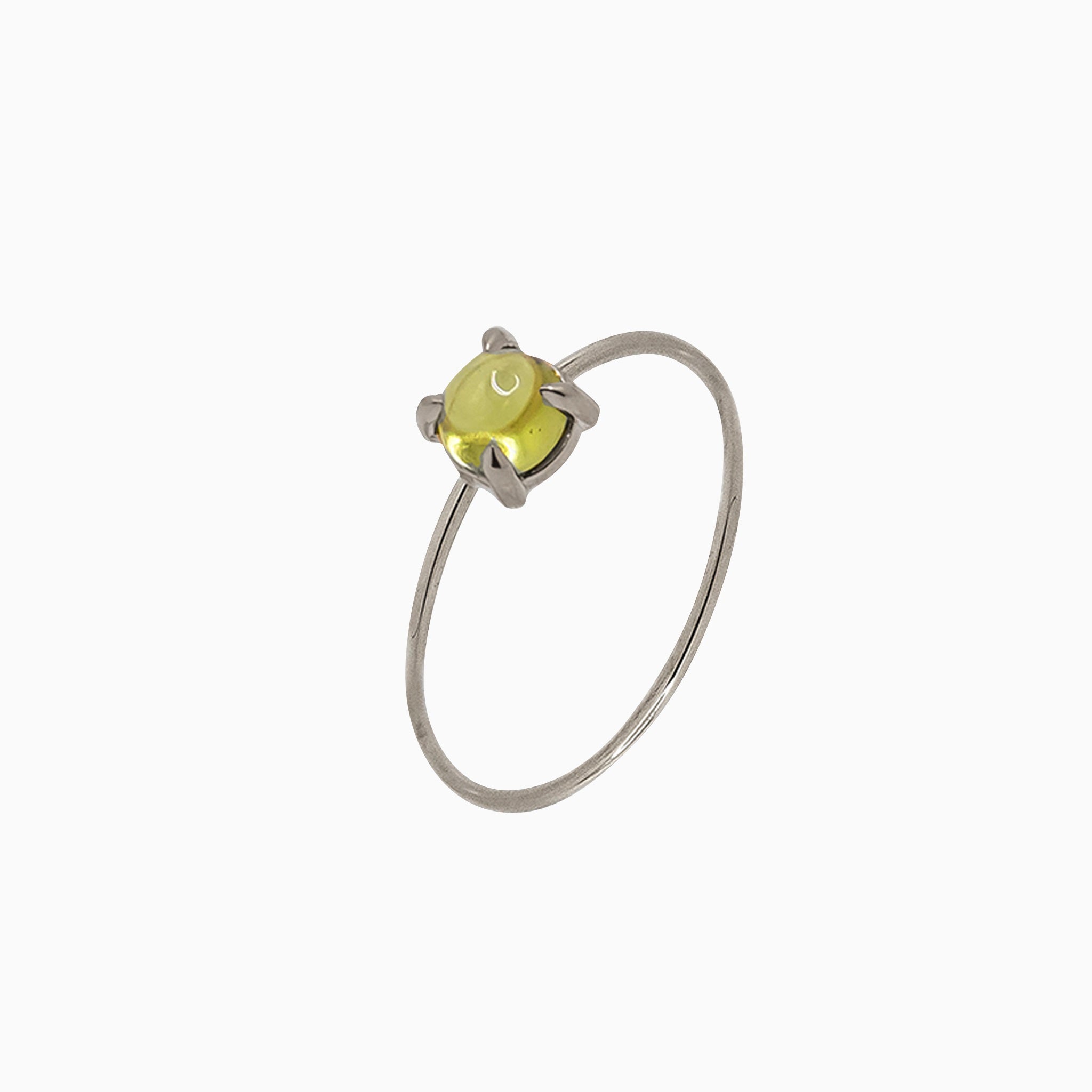 14k White Gold 4mm Peridot Microstackable Ring