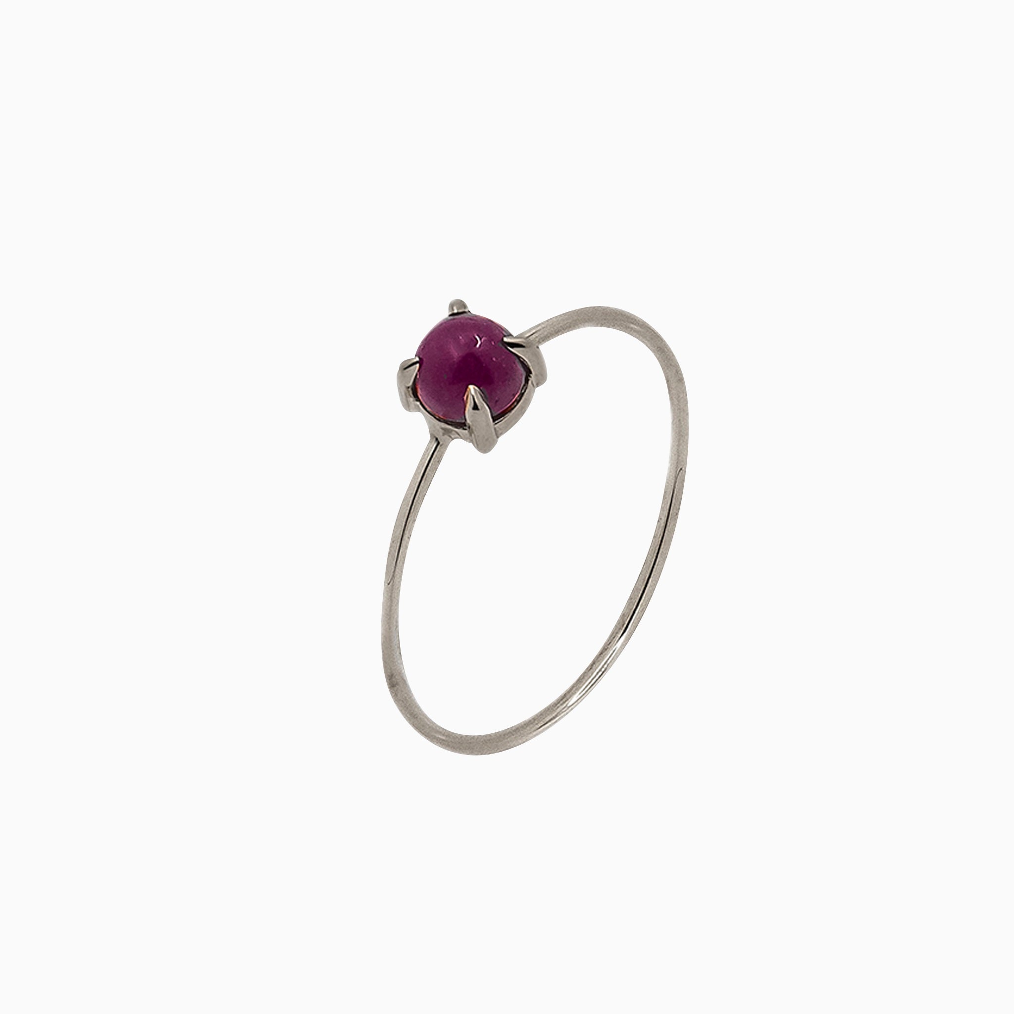 14k White Gold 4mm Ruby Microstackable Ring