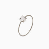 14k Gold Absolutely Effortless White Quartz Microstackable Ring