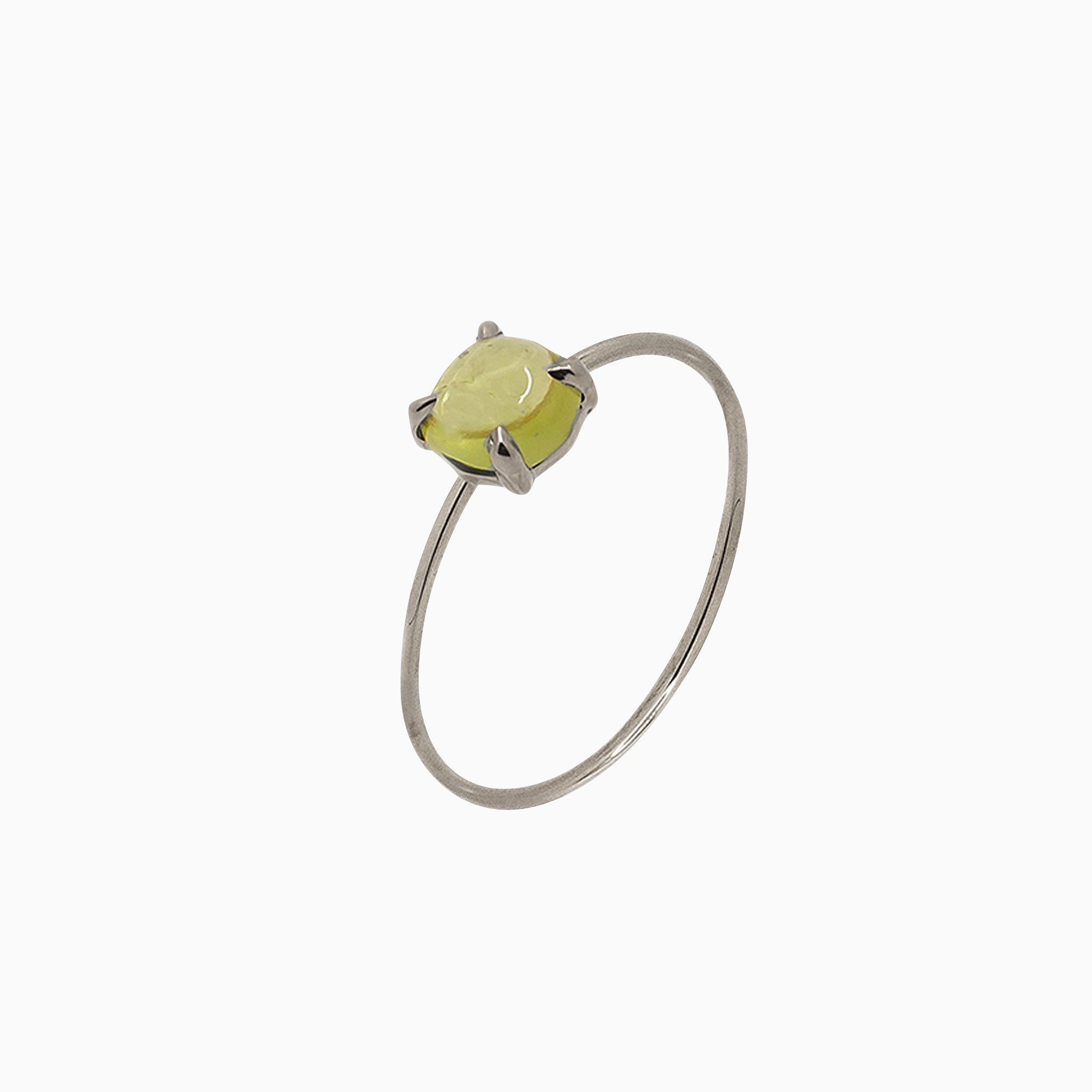 14k White Gold 5mm Peridot Microstackable Ring