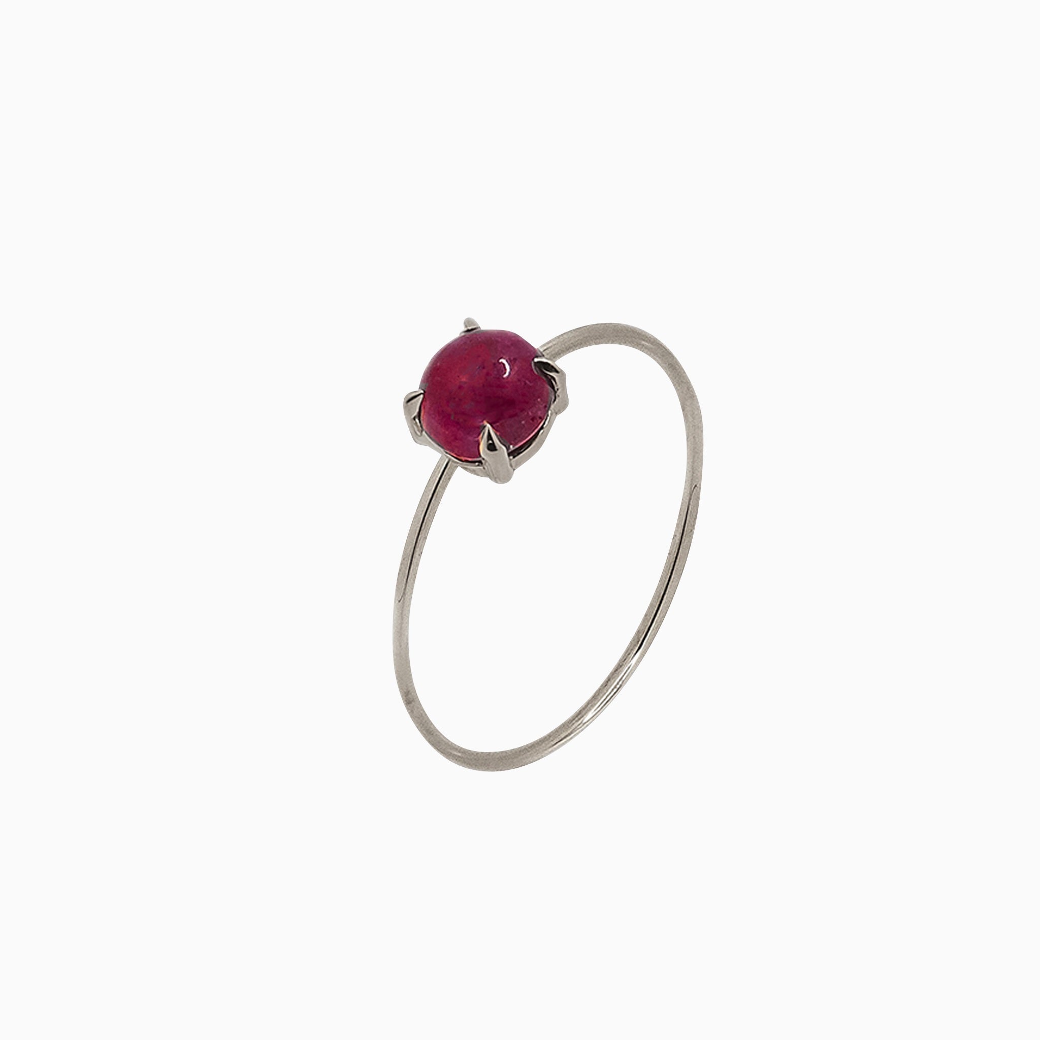 14k White Gold 5mm Ruby Microstackable Ring