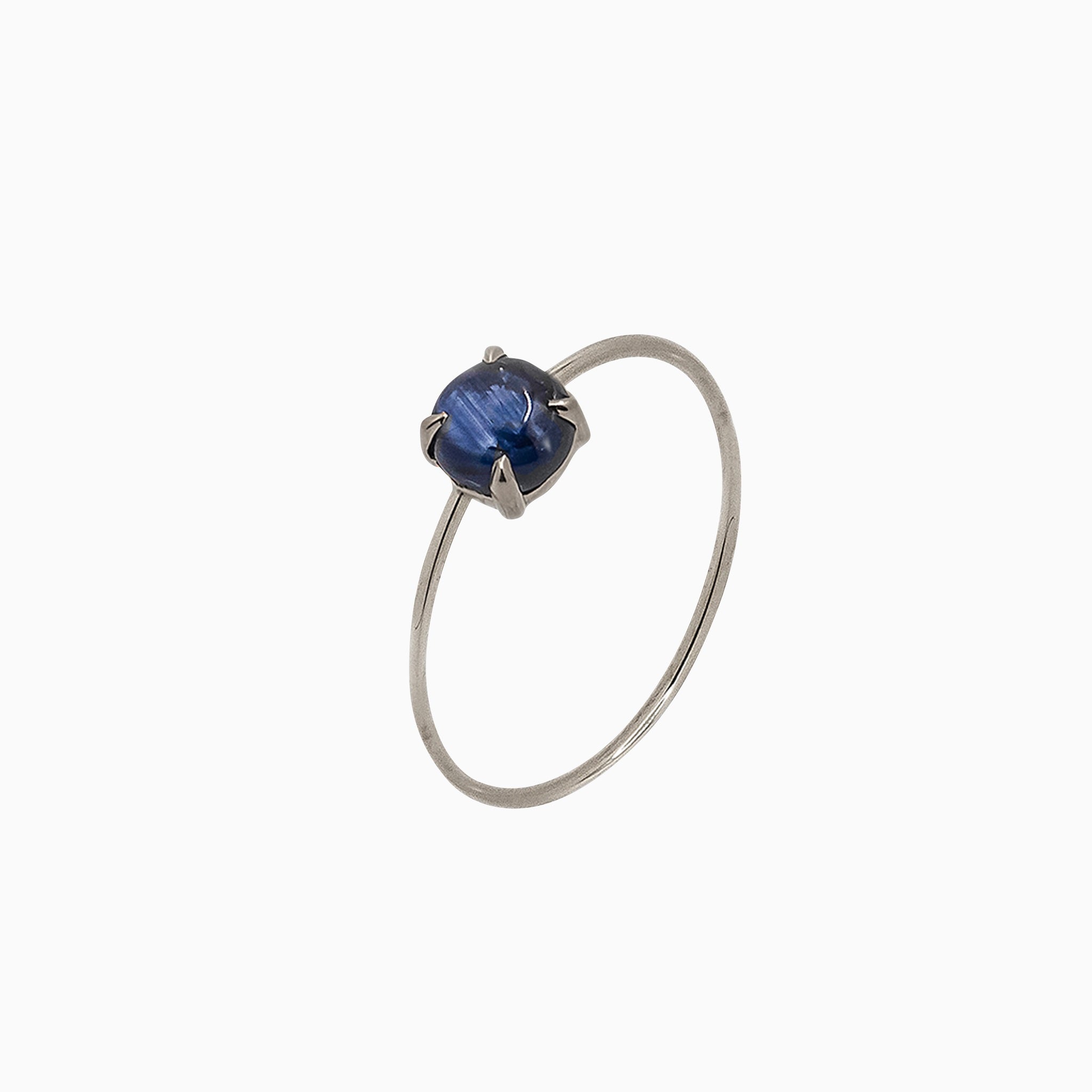 14k White Gold 5mm Blue Sapphire Microstackable Ring