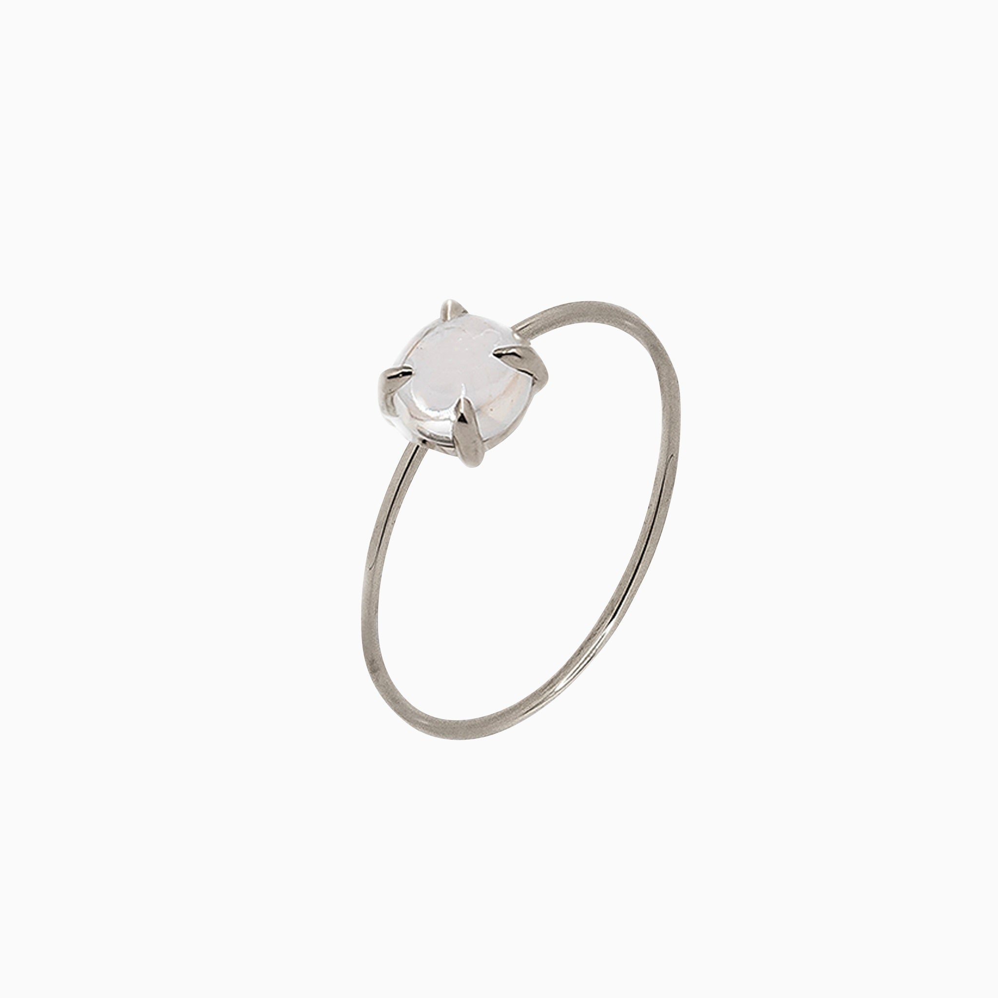 14k White Gold 5mm White Quartz Microstackable Ring