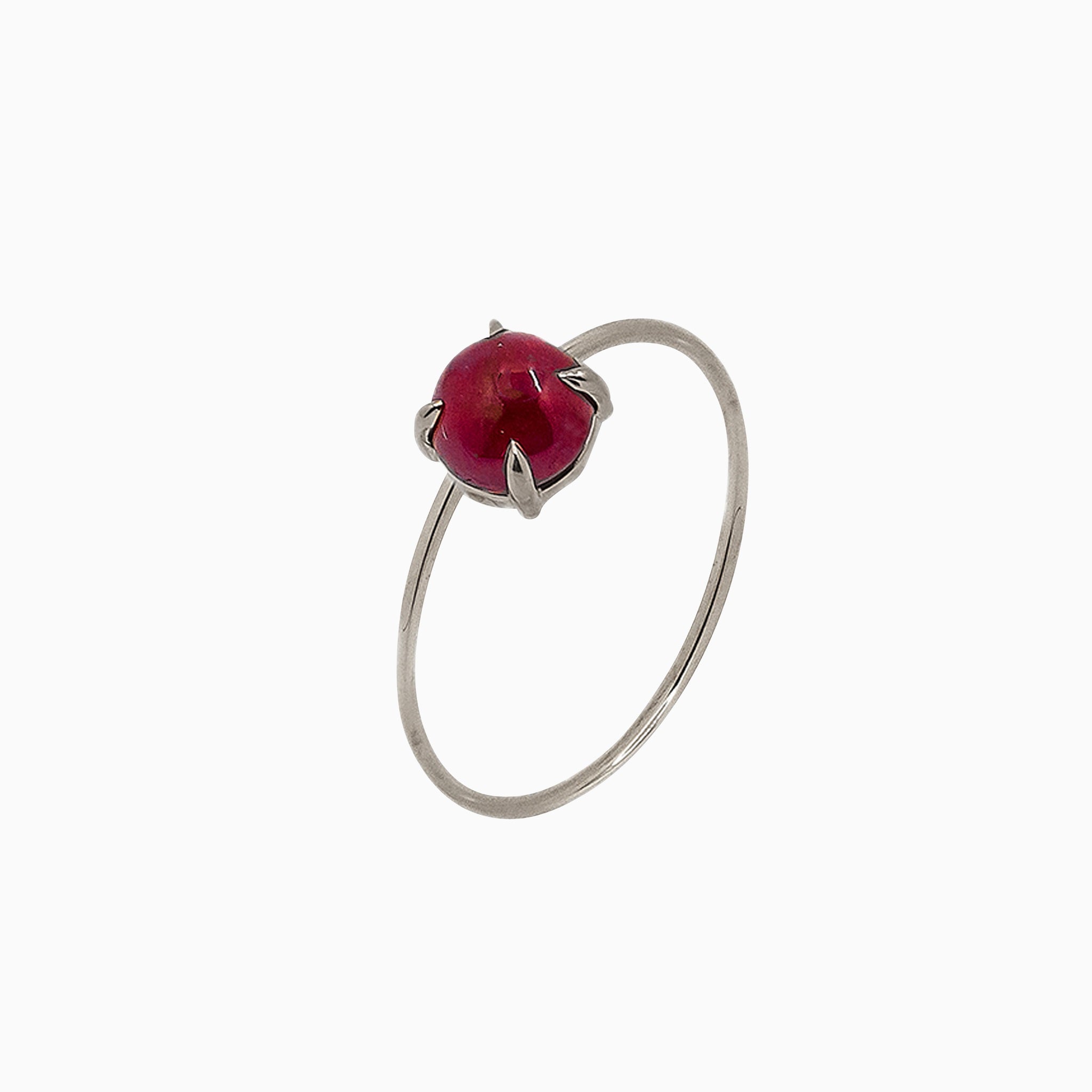 14k White Gold 6mm Ruby Microstackable Ring