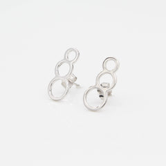 14k White Gold Bubble Ear Climbers Earrings with Posts