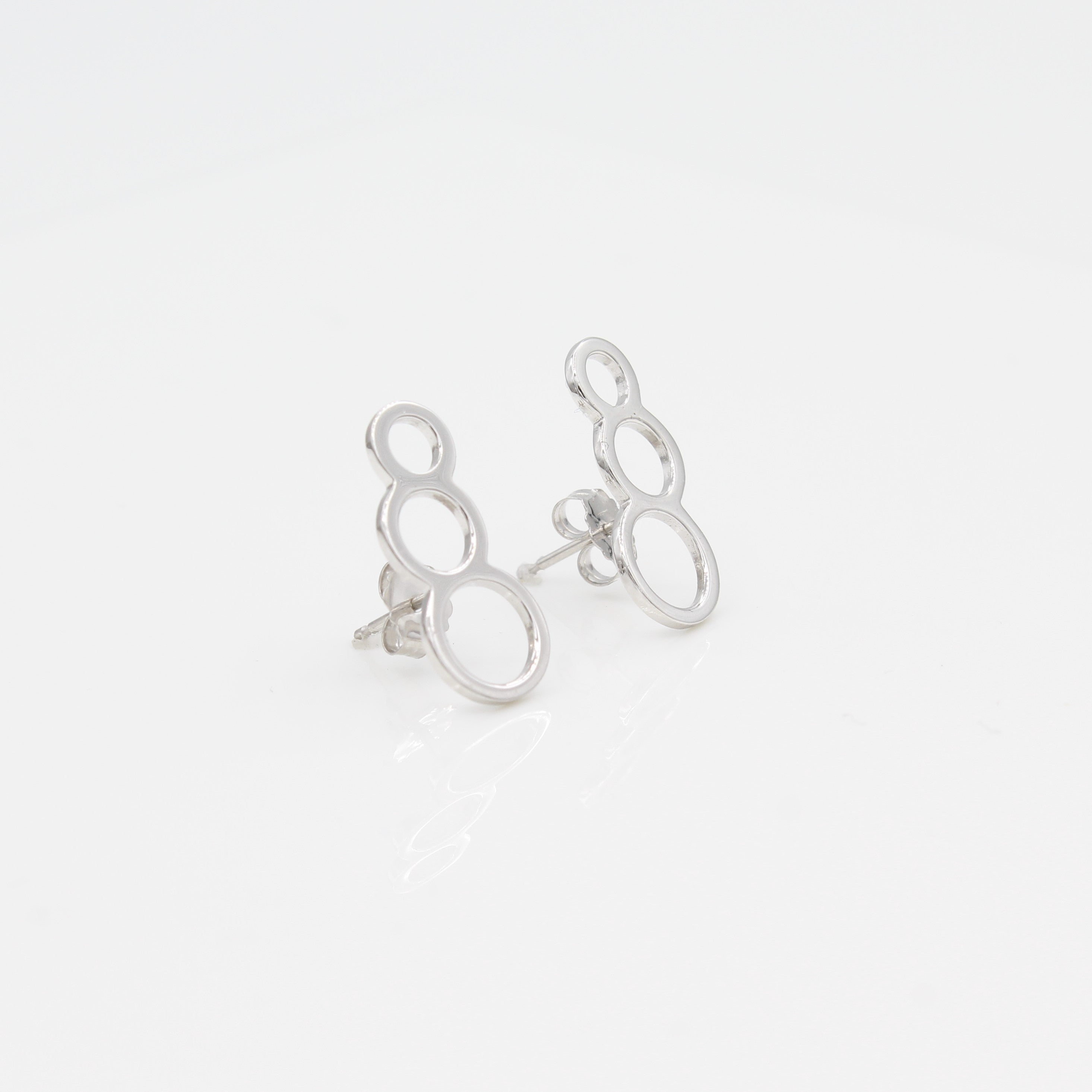 14k White Gold Bubble Ear Climbers Earrings with Posts, Alternate View