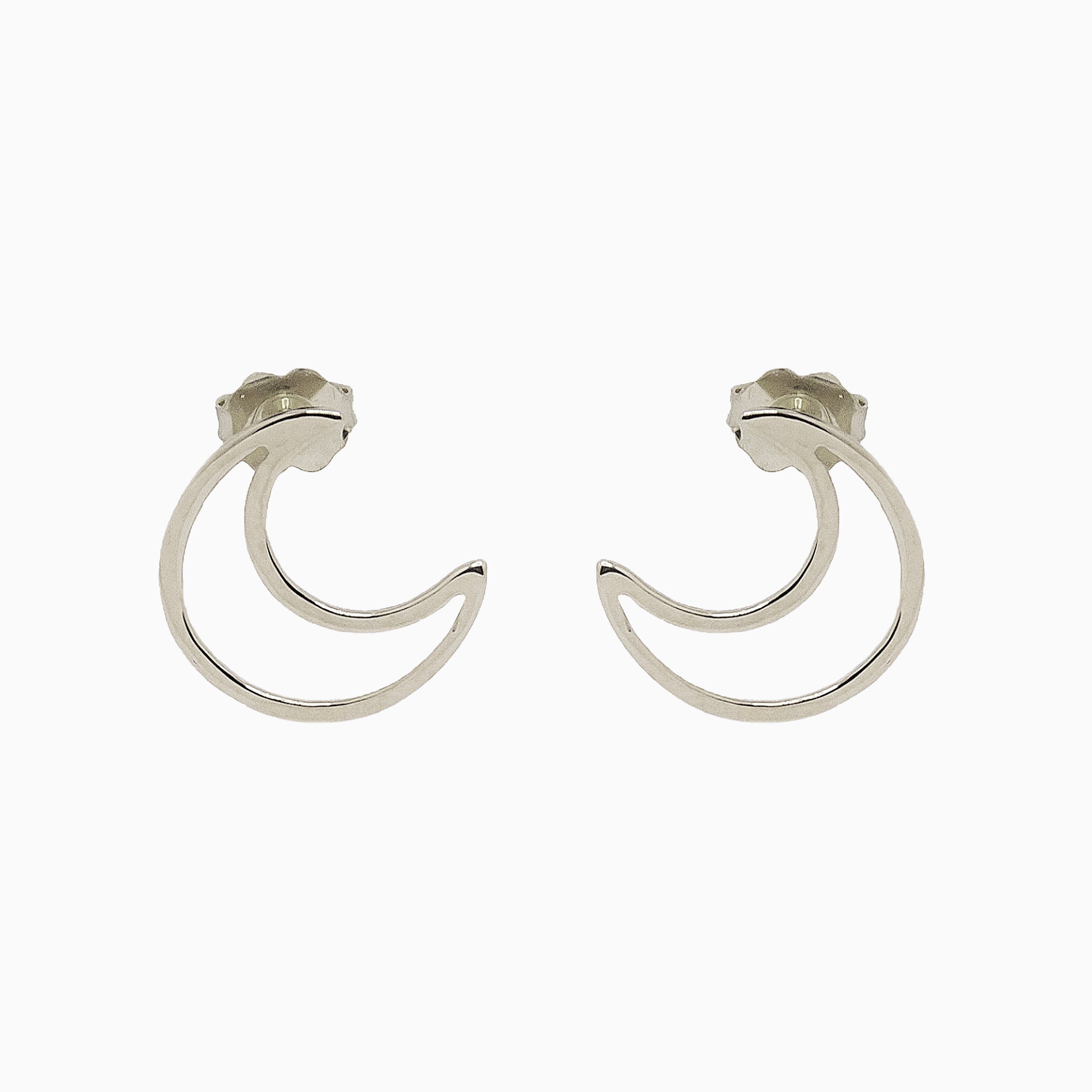 14k Gold Crescent Moon Stud Earrings