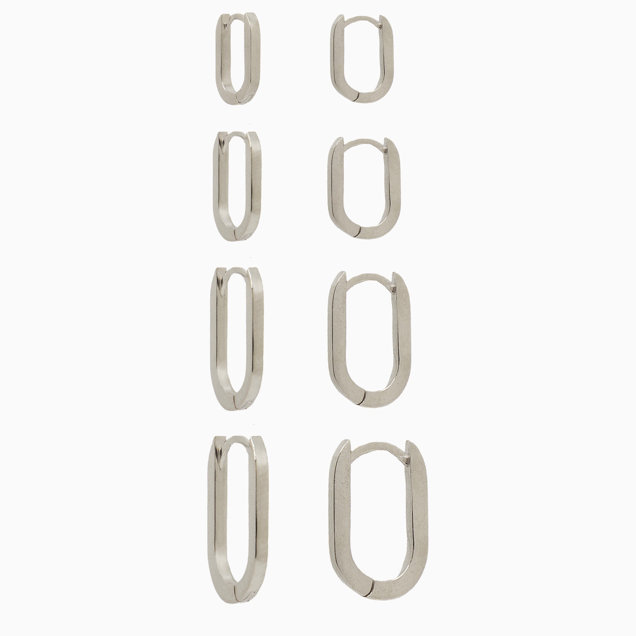 14k White Gold Hinged Paperclip Hoop Earrings Group Photo