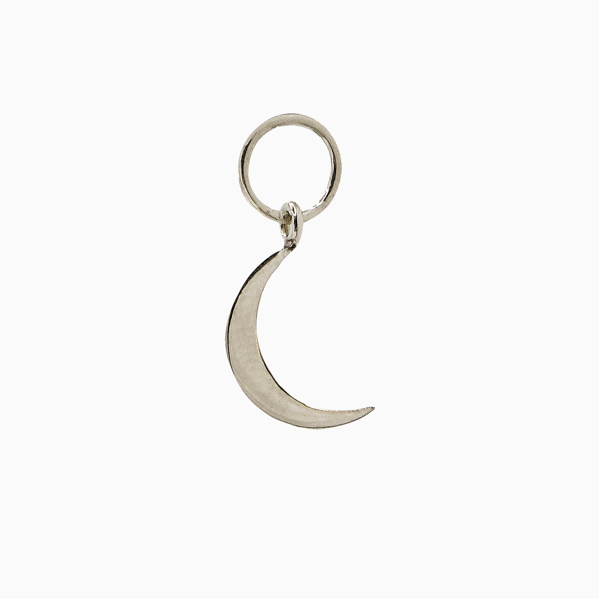14k White Gold Crescent Moon Earring Charm