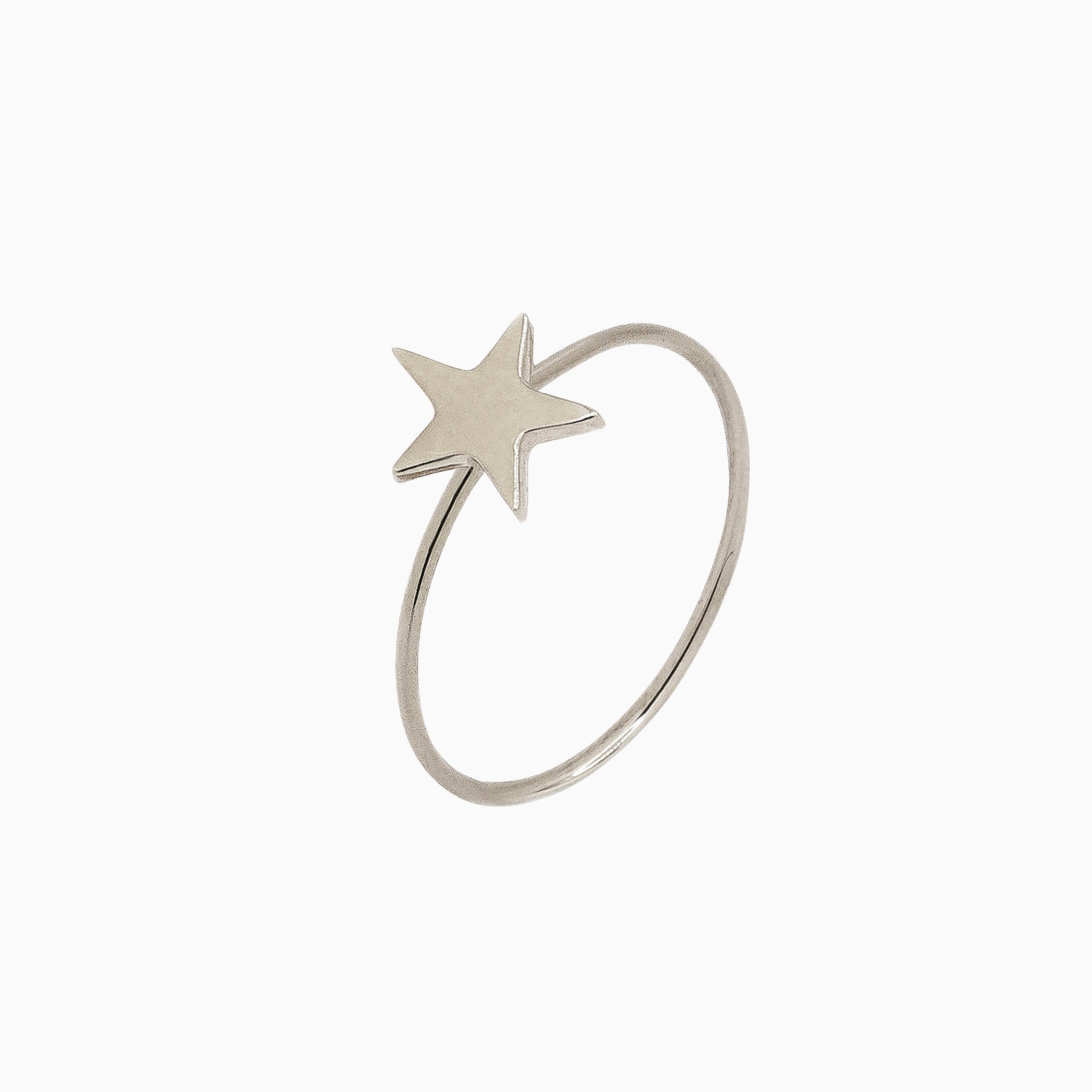 14K White Gold Shining Star Microstackable Ring