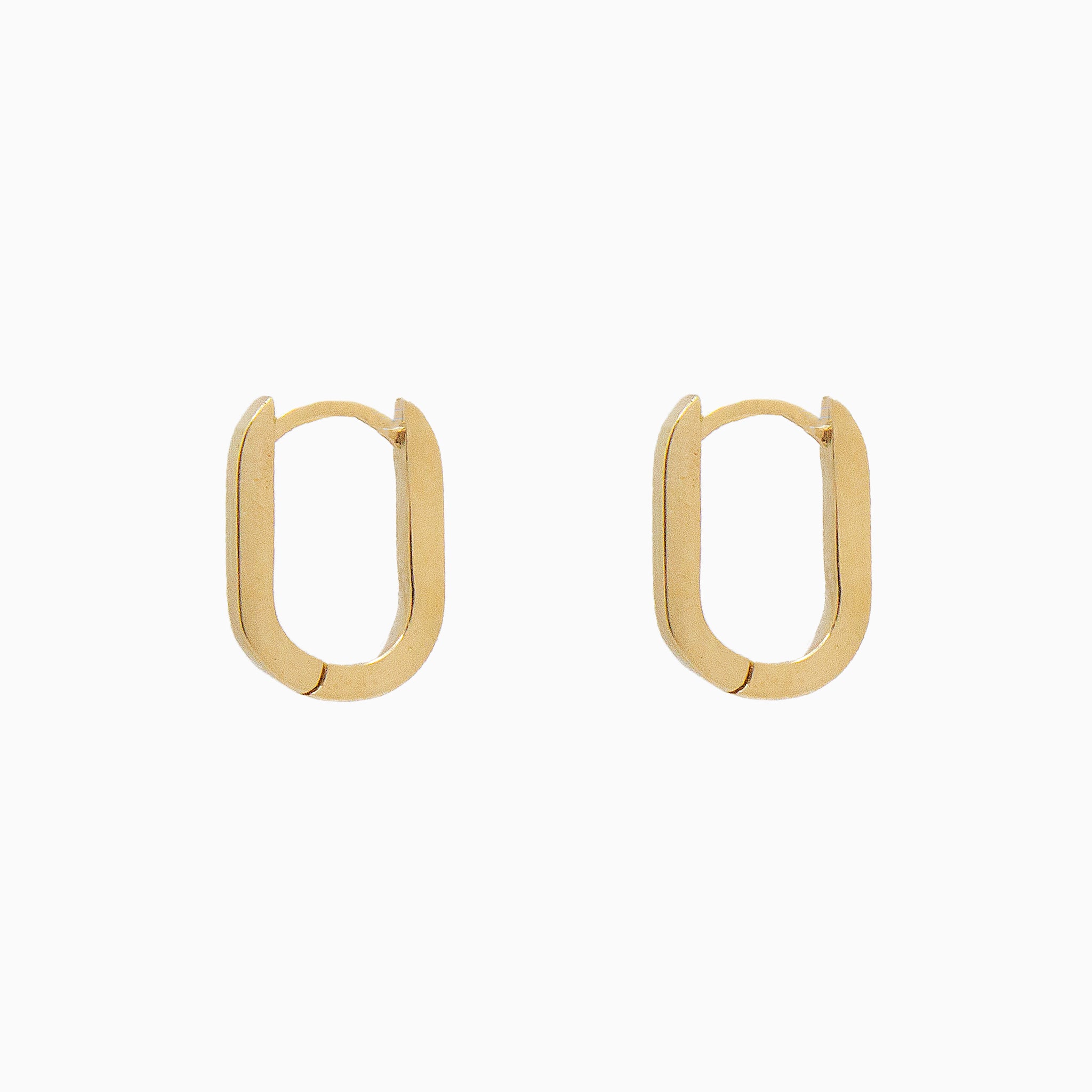14k Yelow Gold 13mm x 9mm Hinged Paperclip Hoop Earrings, Side View