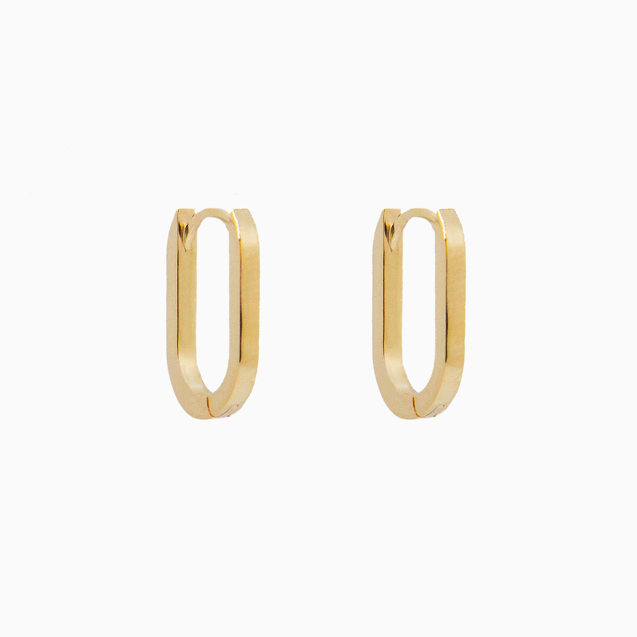 14k Yellow Gold 15mm x 10mm Hinged Paperclip Hoop Earrings