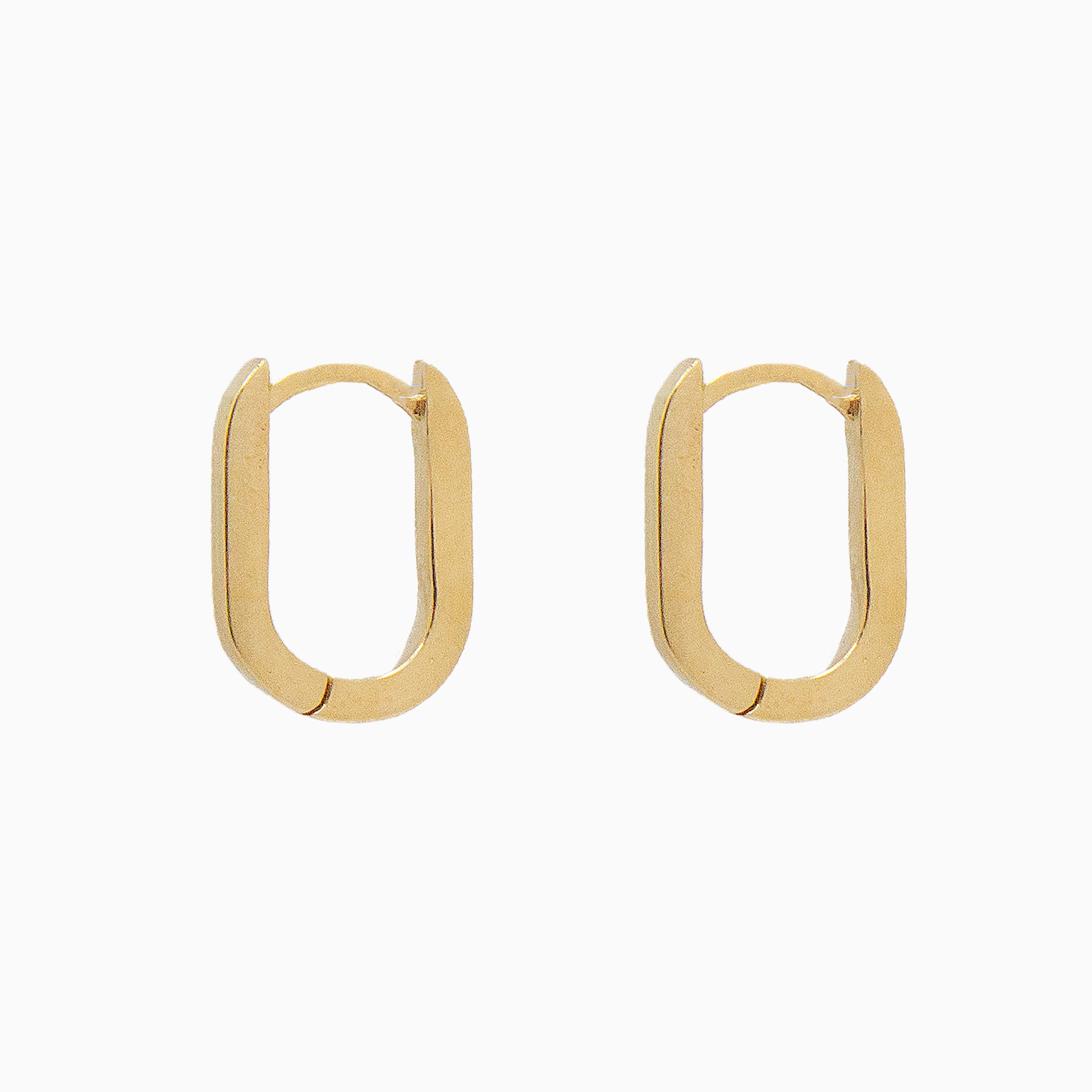 14k Yellow Gold 15mm x 10mm Hinged Paperclip Hoop Earrings, Side View