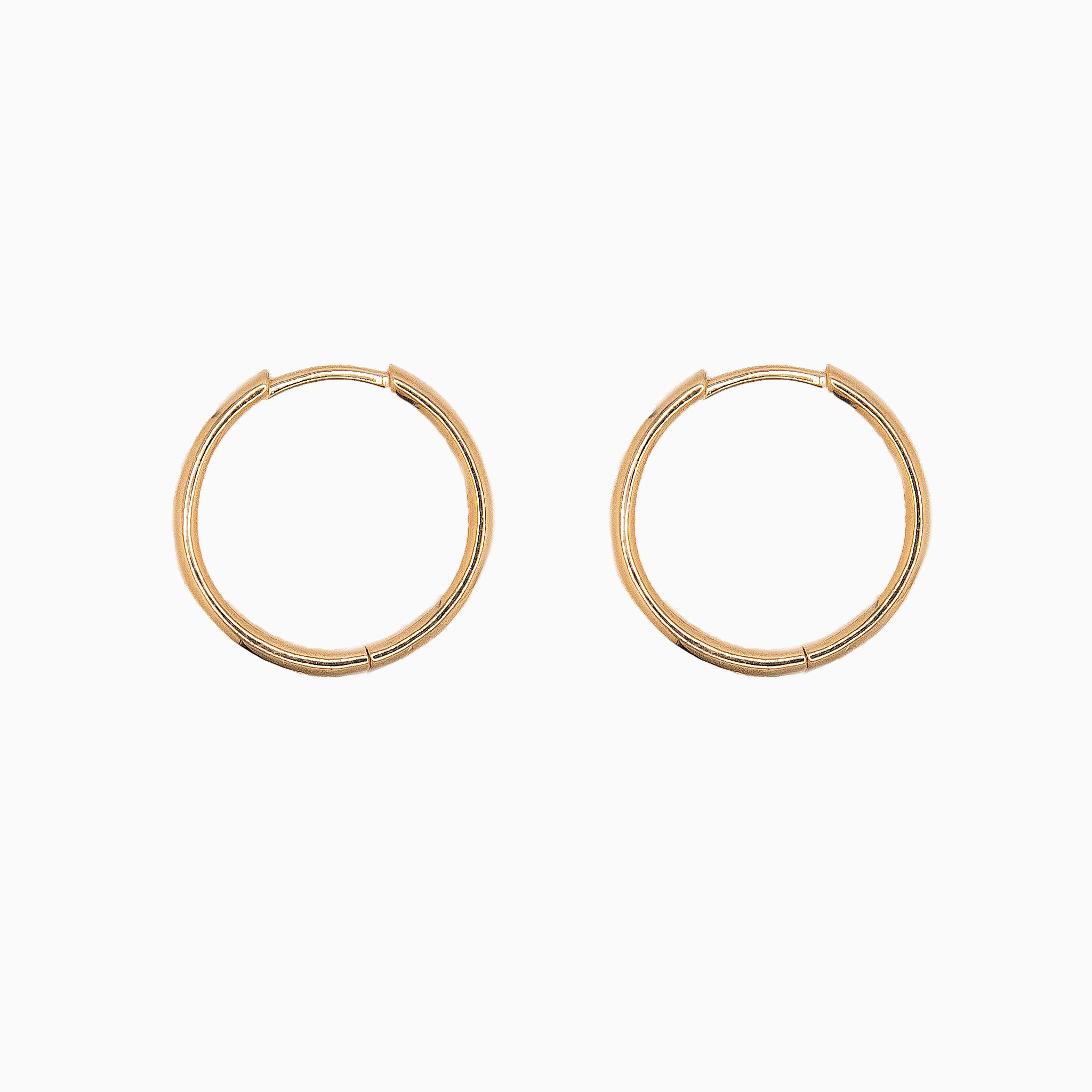 14k Yellow Gold 16.5mm Hinged Everyday Round Hoop Earrings, Side View