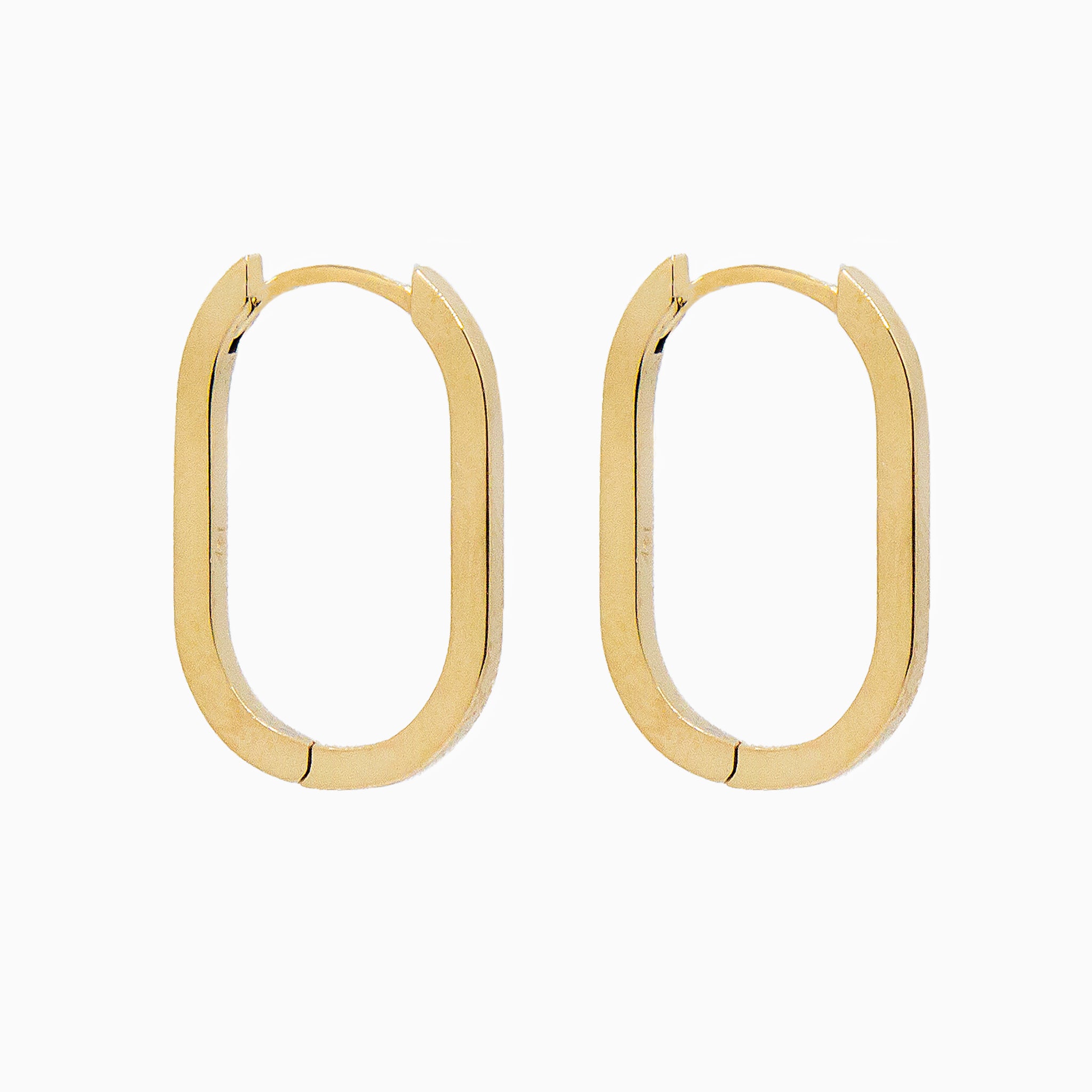 14k White Gold 21mm x 14mm Hinged Paperclip Hoop Earrings, Side View