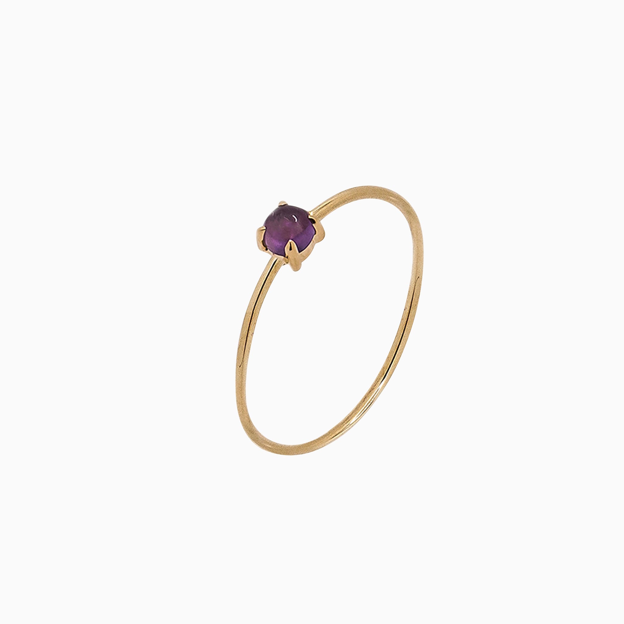14k Yellow Gold 3mm Amethyst Microstackable Ring