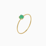 14k Yellow Gold 3mm Apple Green Chrysoprase Microstackable Ring