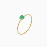 14k Yellow Gold 3mm Apple Green Chrysoprase Microstackable Ring