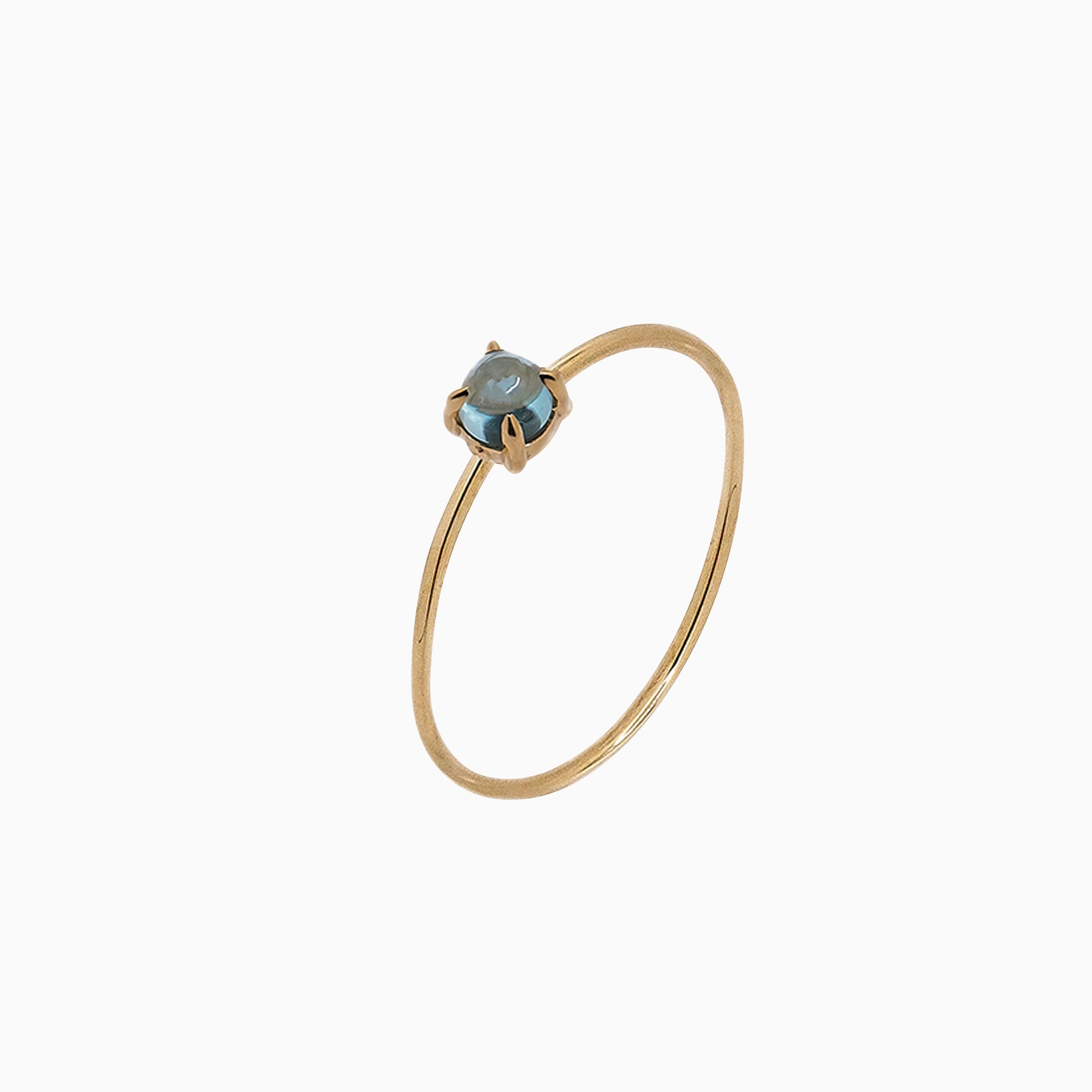 14k Yellow Gold 3mm Blue Topaz Microstackable Ring