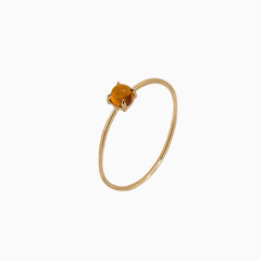14k Yellow Gold 3mm Citrine Microstackable Ring
