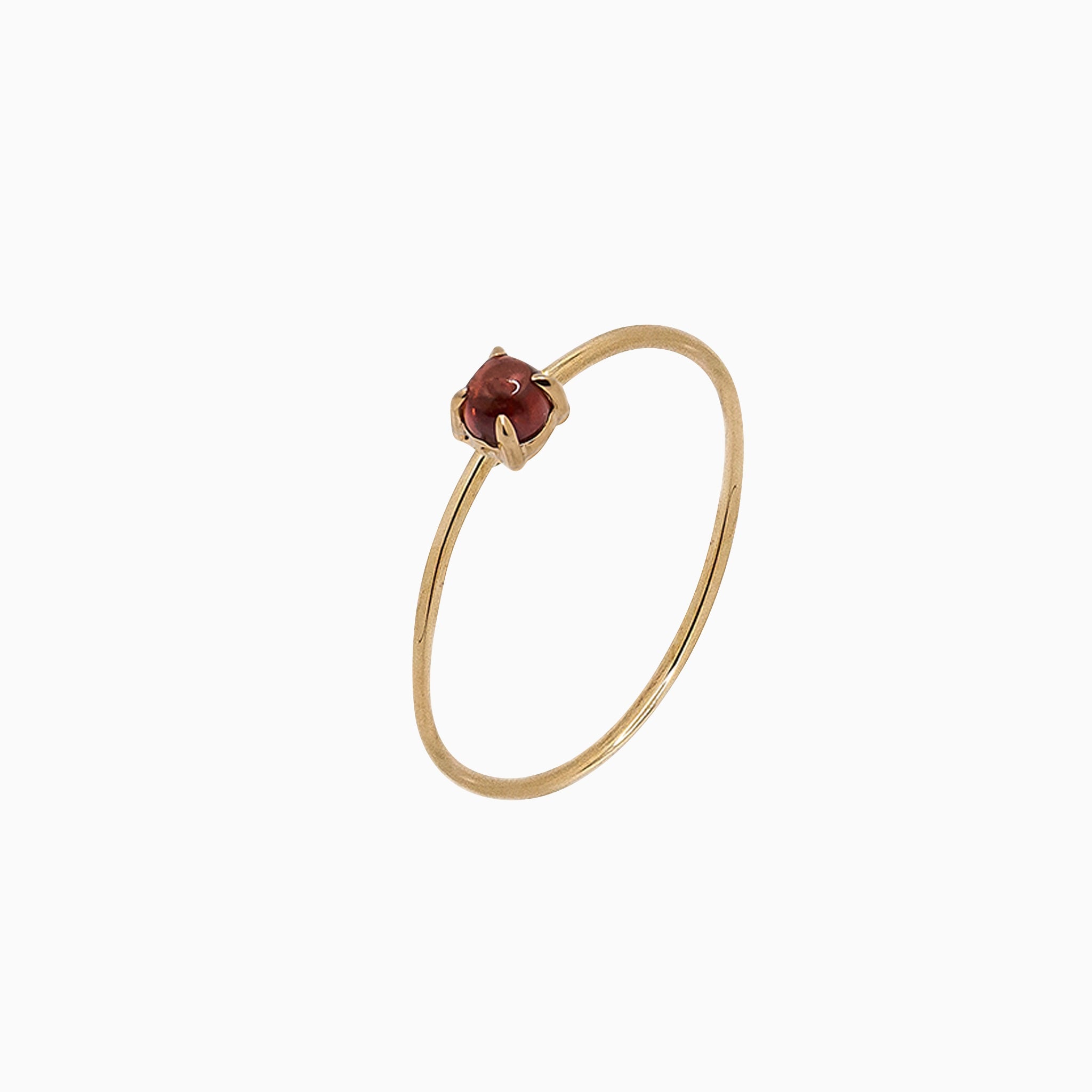 14k Yellow Gold 3mm Red Garnet Microstackable Ring
