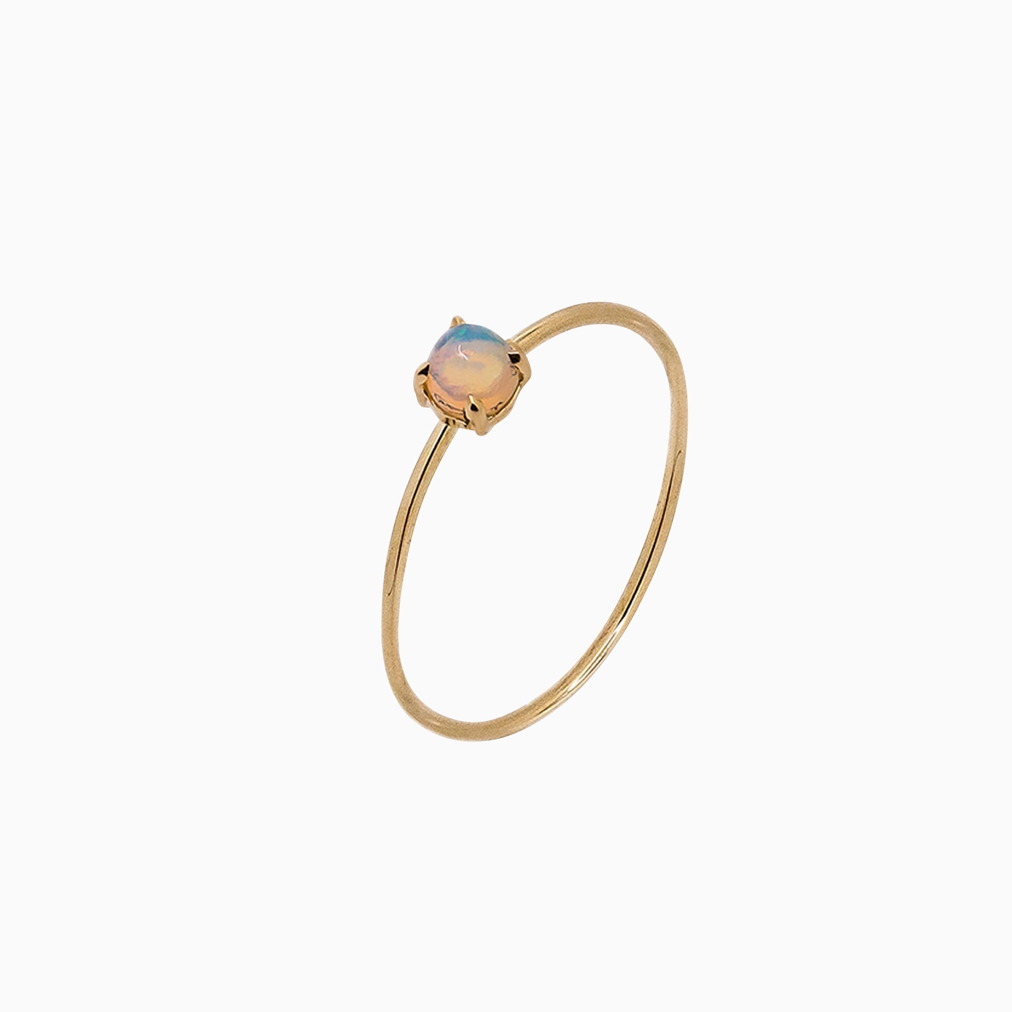 14k Yellow Gold 3mm Opal Microstackable Ring