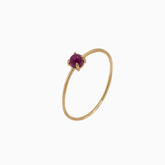 14k Yellow Gold 3mm Ruby Microstackable Ring
