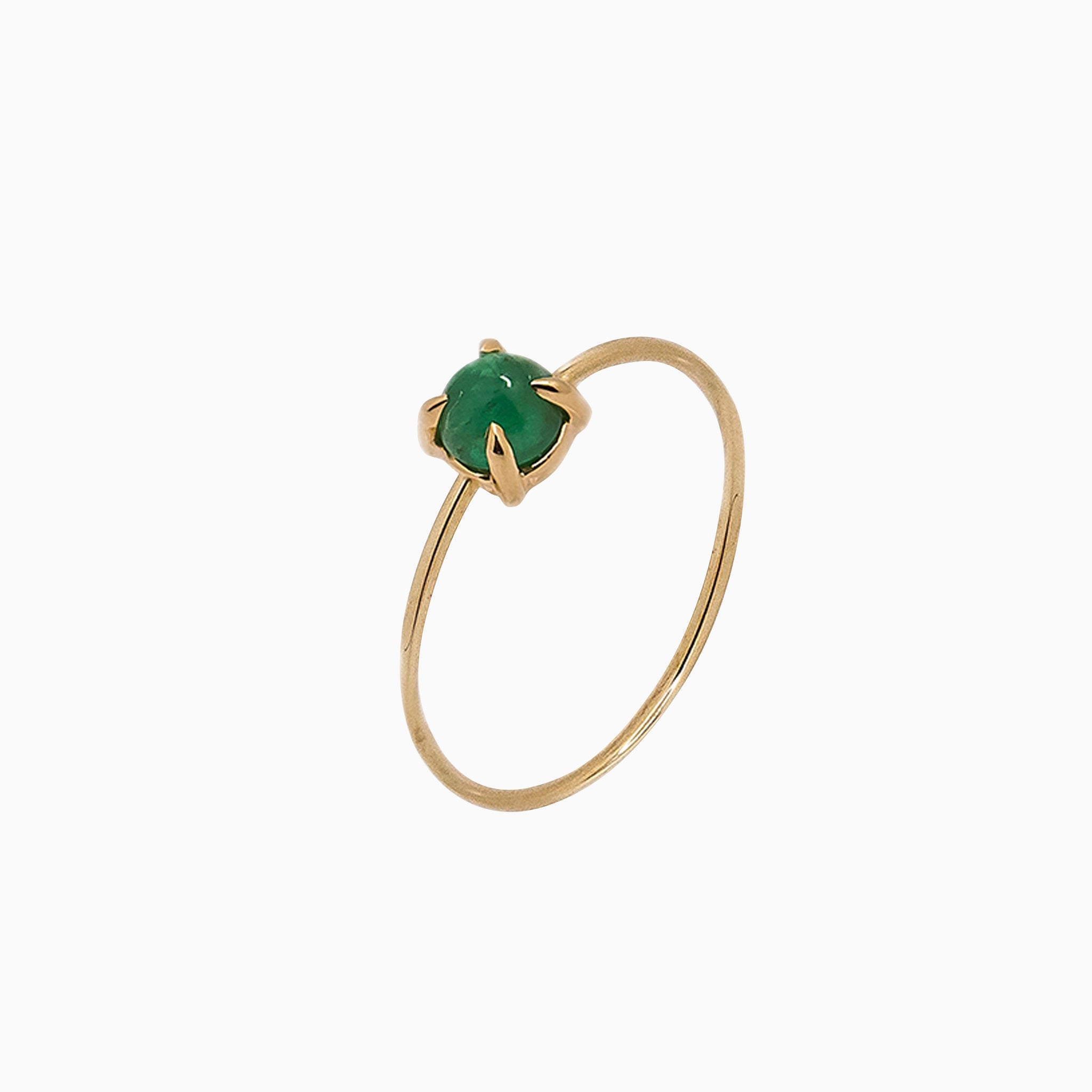 14k Yellow Gold 4mm Emerald Microstackable Ring