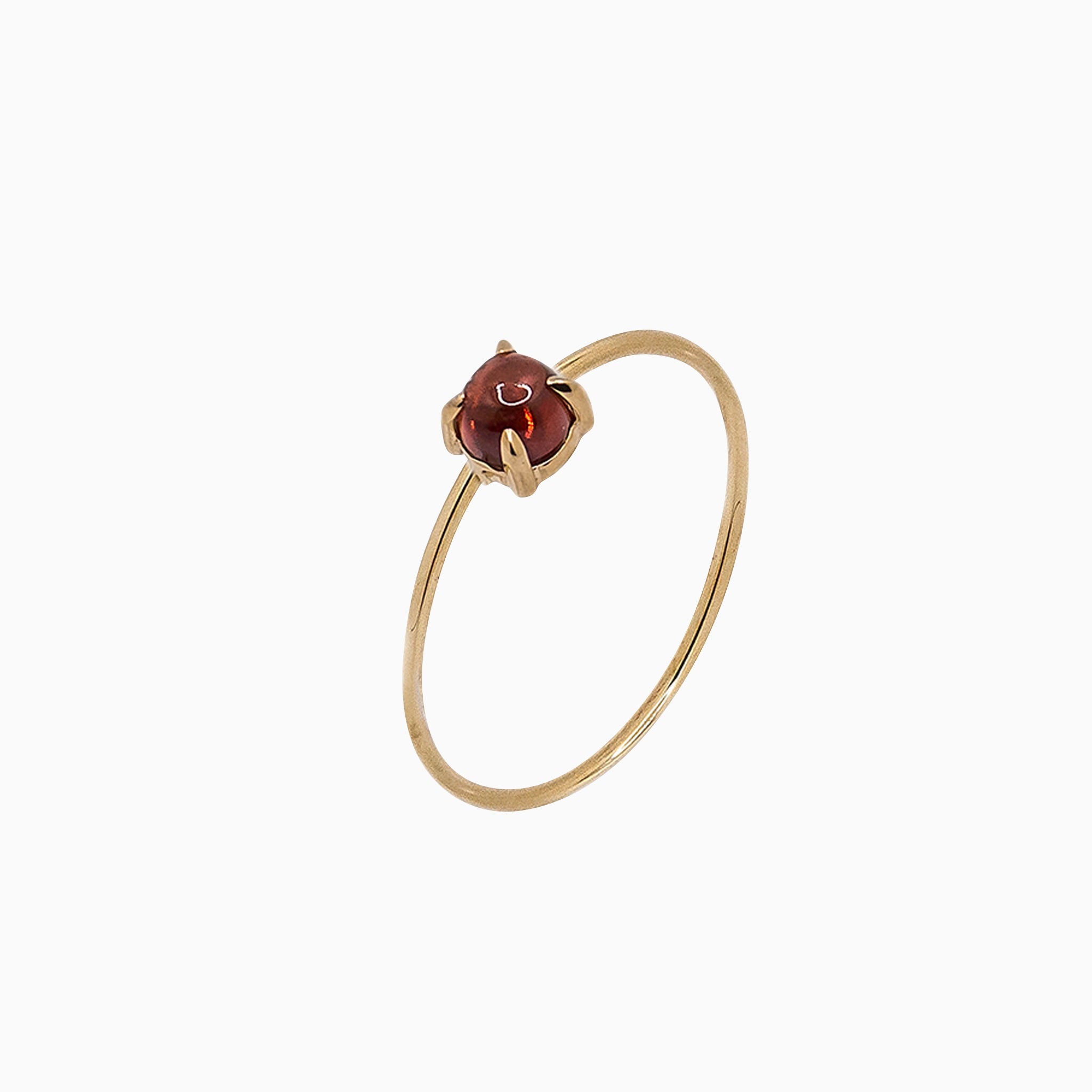 14k Yellow Gold 4mm Red Garnet Microstackable Ring