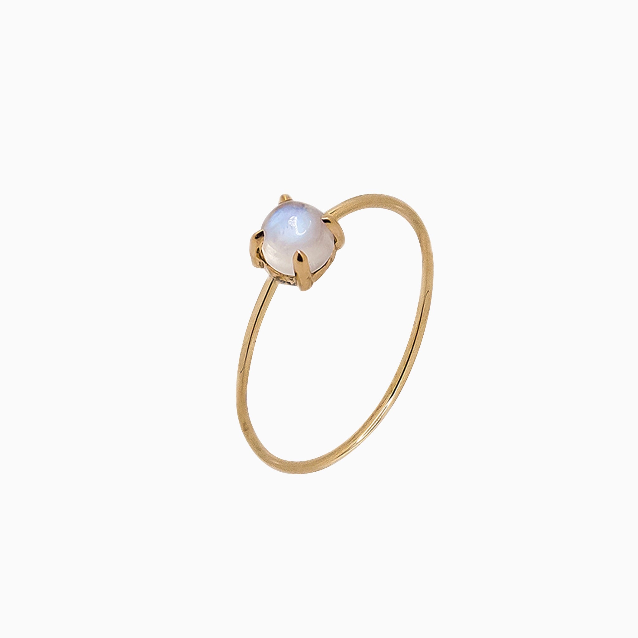 14k Yellow Gold 4mm Moonstone Microstackable Ring