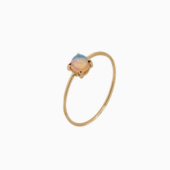 14k Yellow Gold 4mm Opal Microstackable Ring