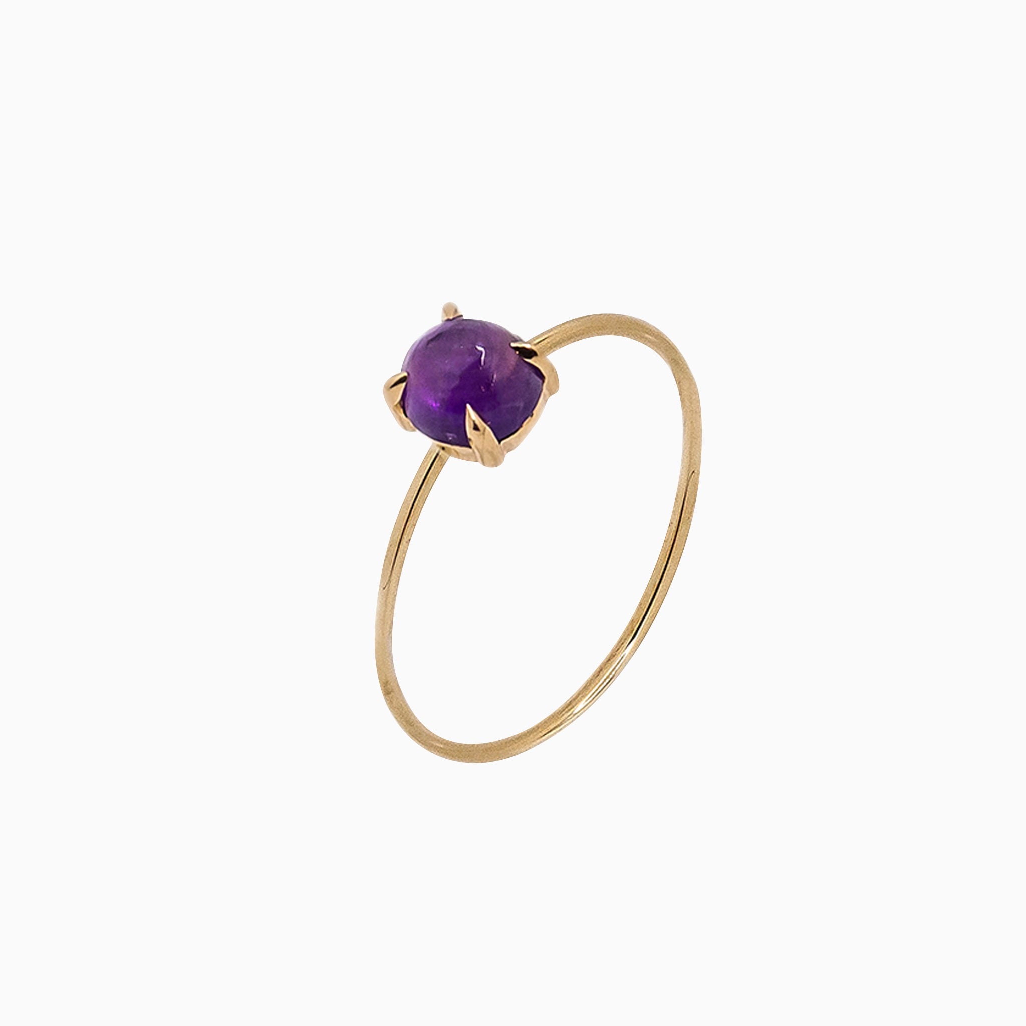 14k Yellow Gold 5mm Amethyst Microstackable Ring