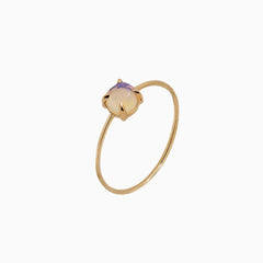 14k Yellow Gold 5mm Opal Microstackable Ring