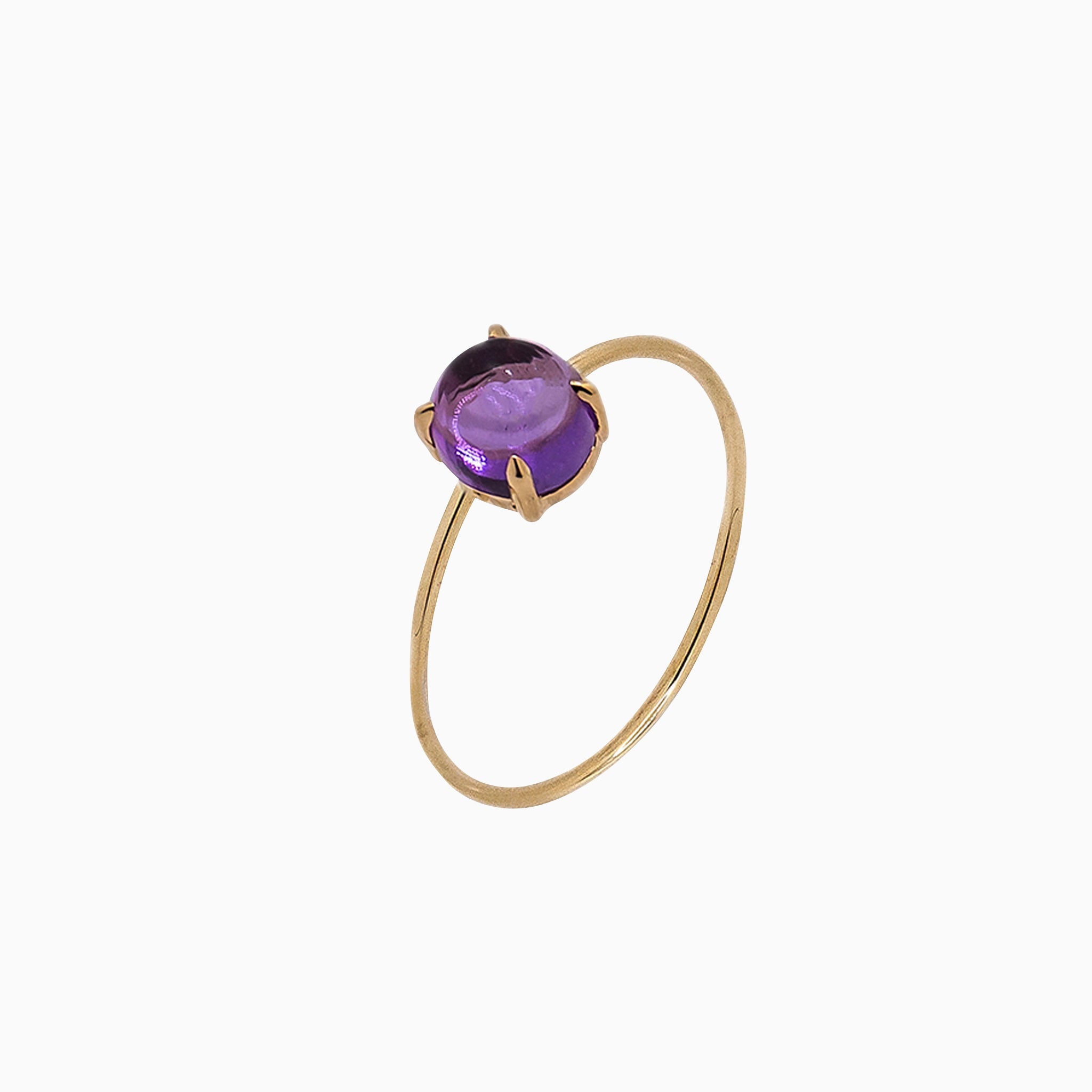 14k Yellow Rose Gold 6mm Amethyst Microstackable Ring