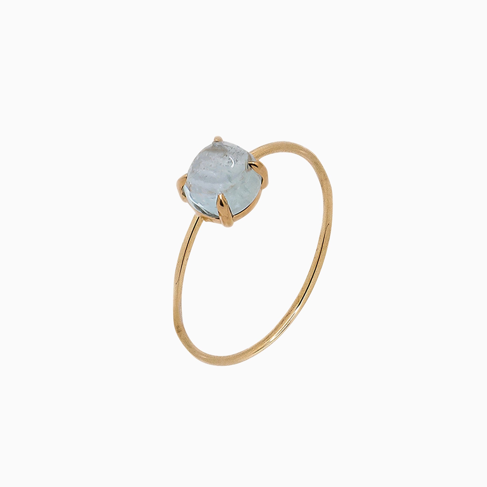 14k Yellow Gold 6mm Aquamarine Microstackable Ring