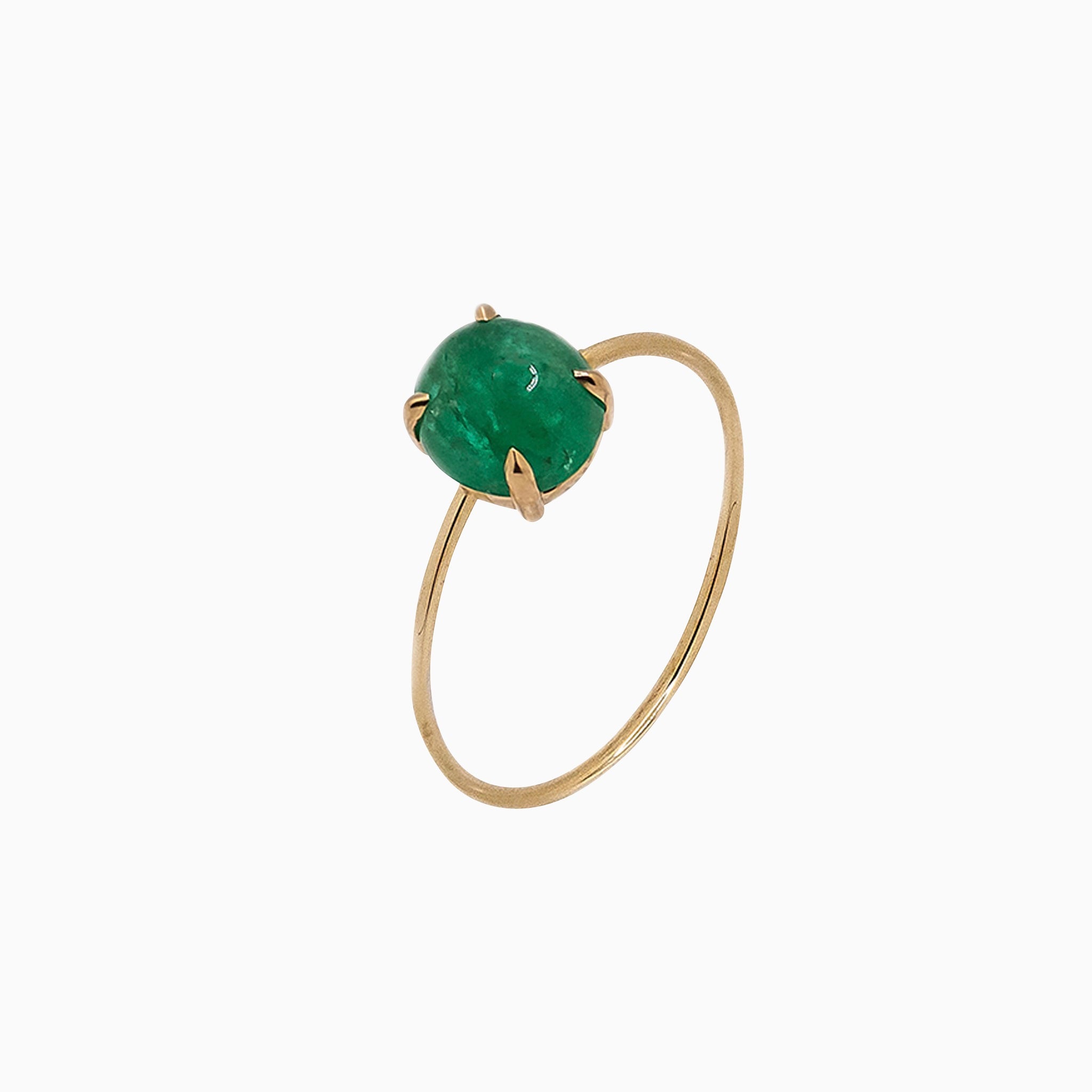 14k Yellow Gold 6mm Emerald Microstackable Ring