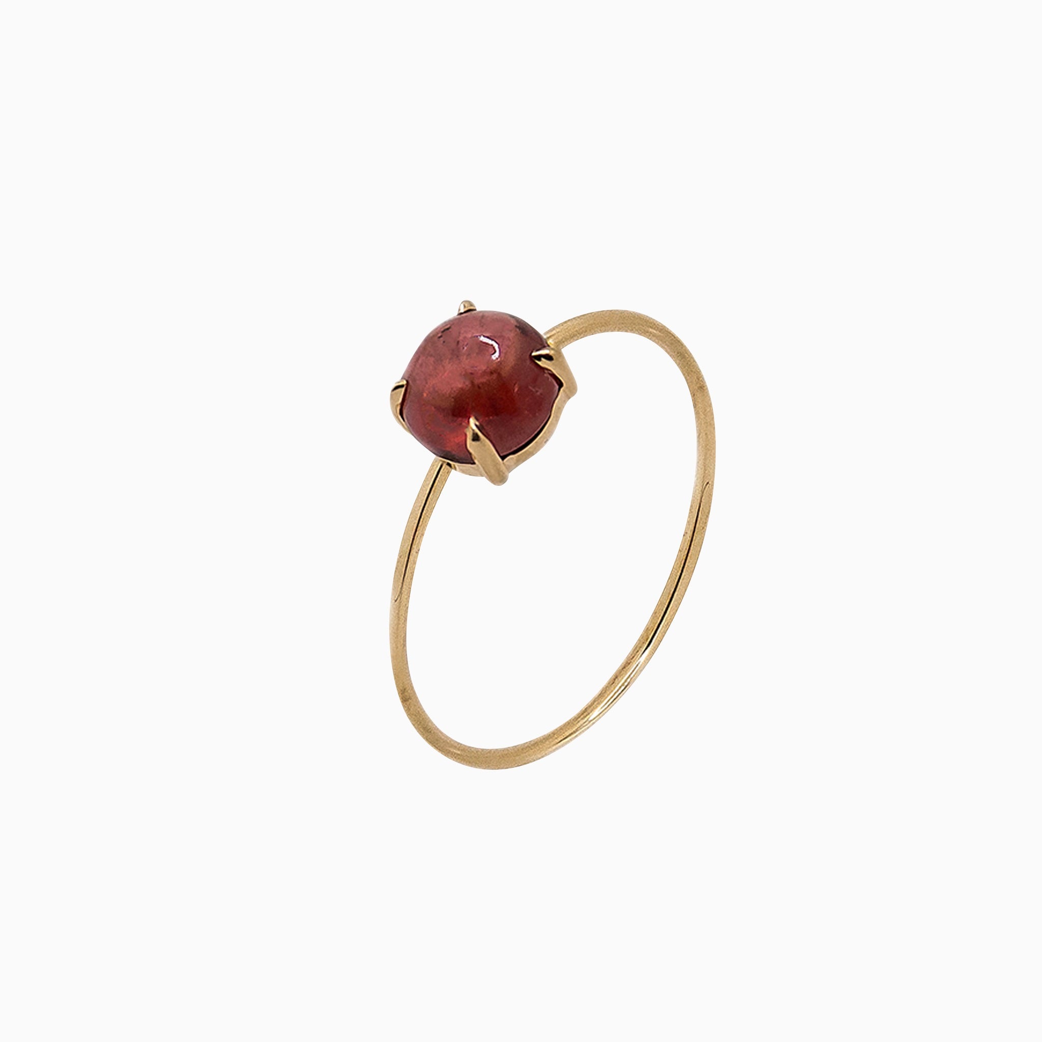 14k Yellow Gold 6mm Red Garnet Microstackable Ring