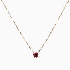 14k Yellow Gold Claw Prong Garnet Necklace