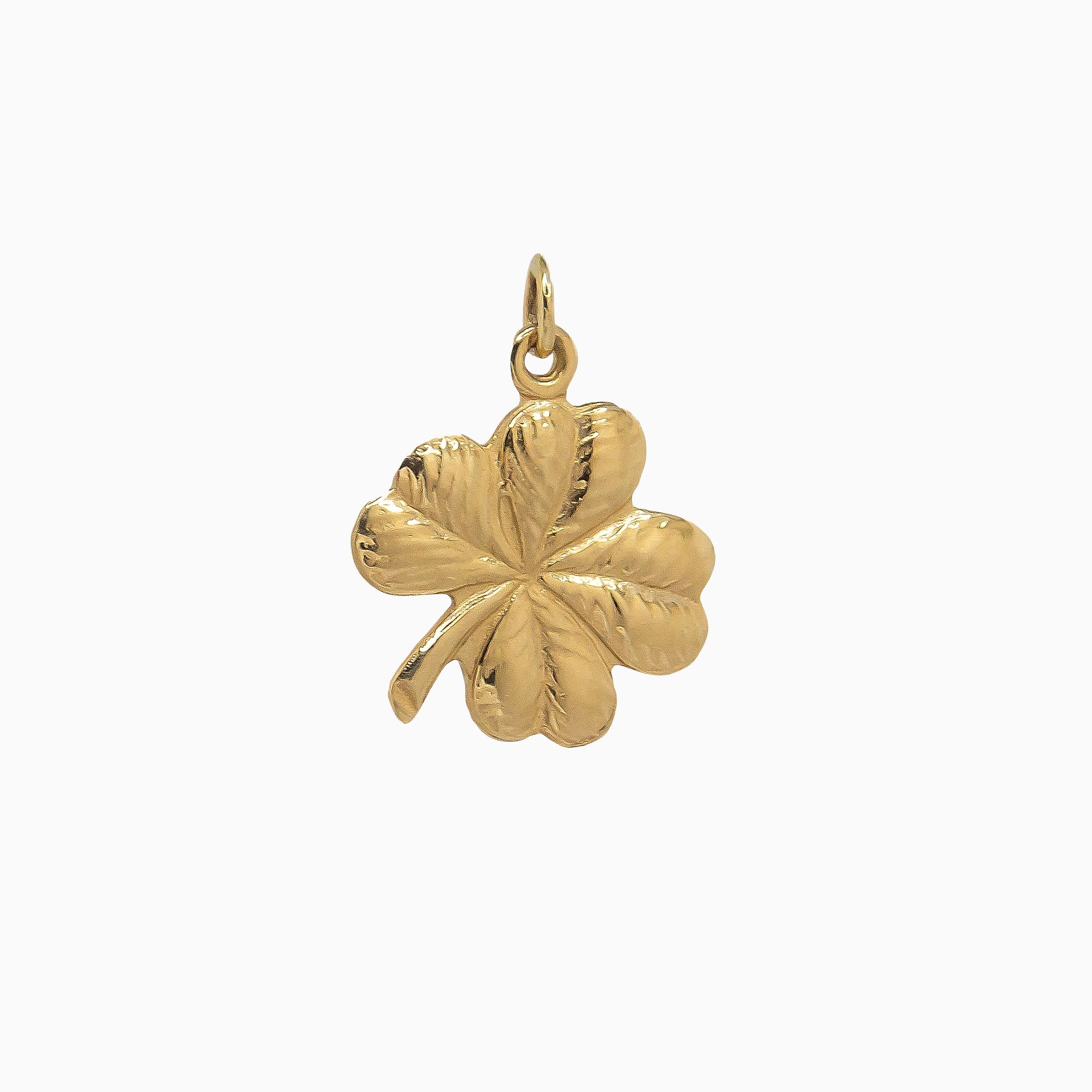 14k Yellow Gold Lucky 4 Leaf Clover Pendant Charm
