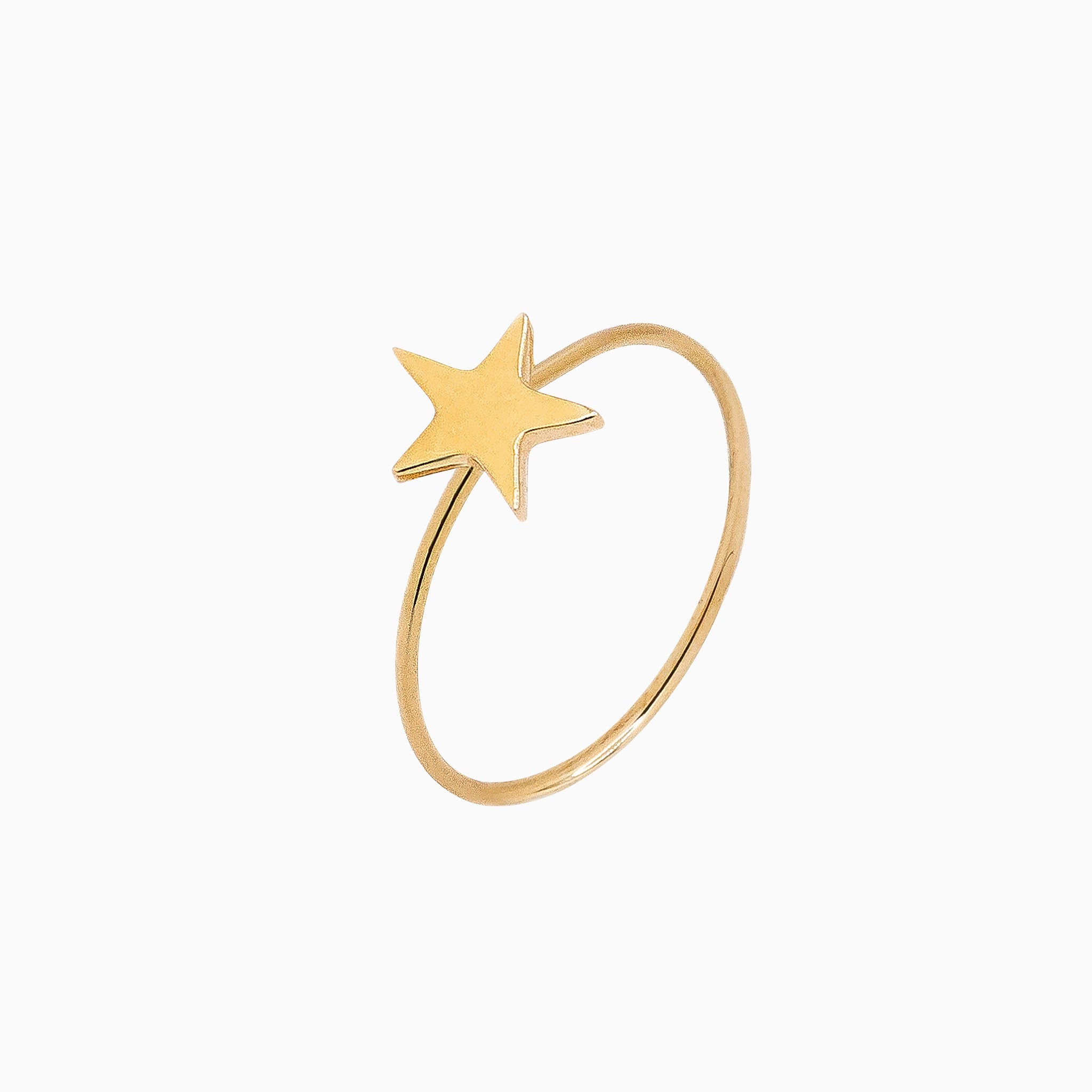 14K Yellow Gold Shining Star Microstackable Ring