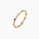 14k 10 Station Diamond & Sapphire Beaded Eternity Band - Starflower Design