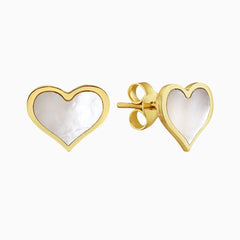 14k Absolutely Adorable Mother - of - Pearl Heart Stud Earrings - Starflower Design