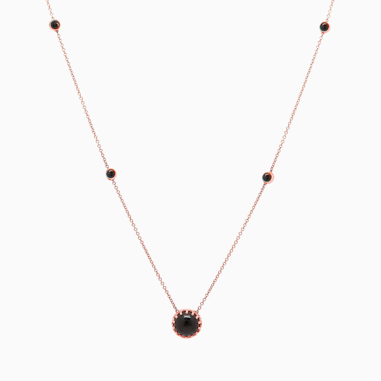 14k Bewitched Black Onyx Station Necklace - Starflower Design