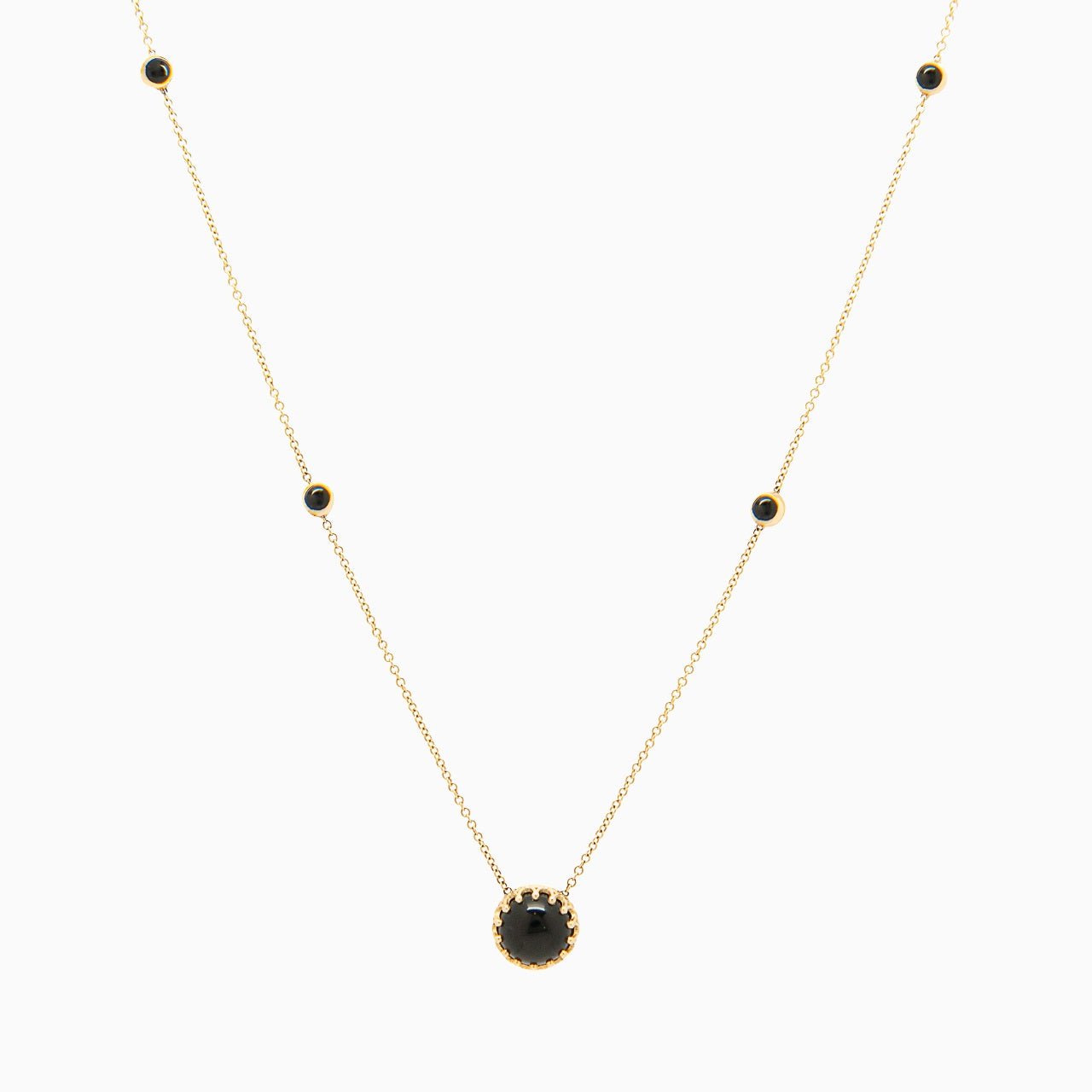 14k Bewitched Black Onyx Station Necklace - Starflower Design