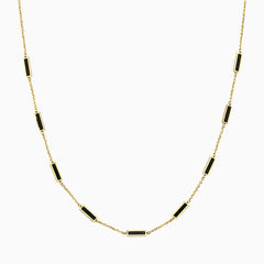 14k Bewitching Black Onyx 9 Bar Station Necklace - Starflower Design