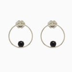 14k Bewitching Black Onyx Front Facing Hoop Stud Earrings - Starflower Design